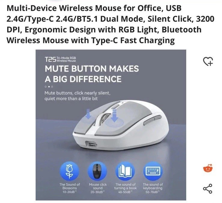 2.4G + Type- BT TRI-Mode Wireless charging mouse T 25