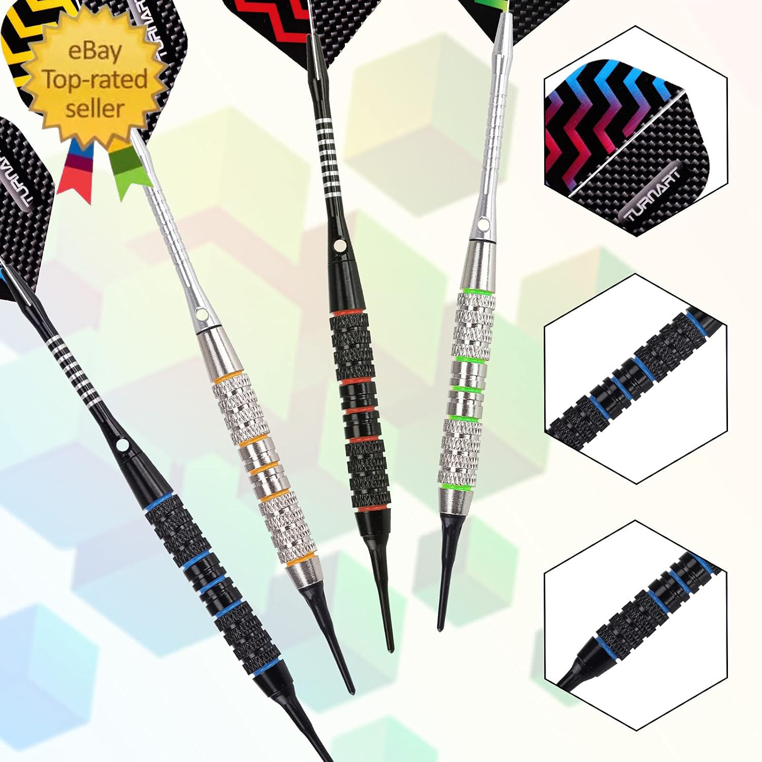 Darts Plastic Tip - Professional Soft Tip Darts Set for Electronic Dartboard 12