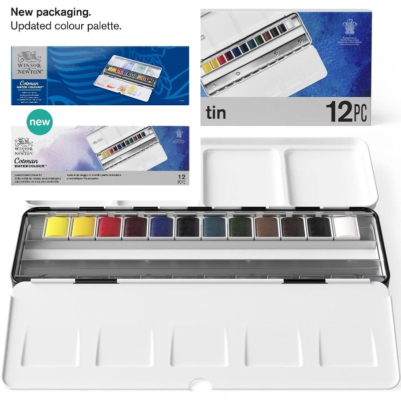 Winsor & Newton Cotman Watercolor Paint Set, Customisable Travel Tin, 12...
