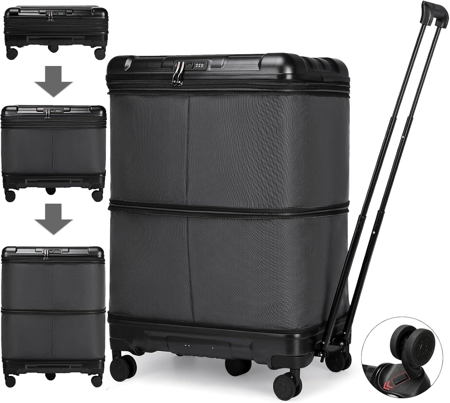 Ailouis Expandable Checked Luggage Suitcases Wheels Double Expansion Duffle Bag