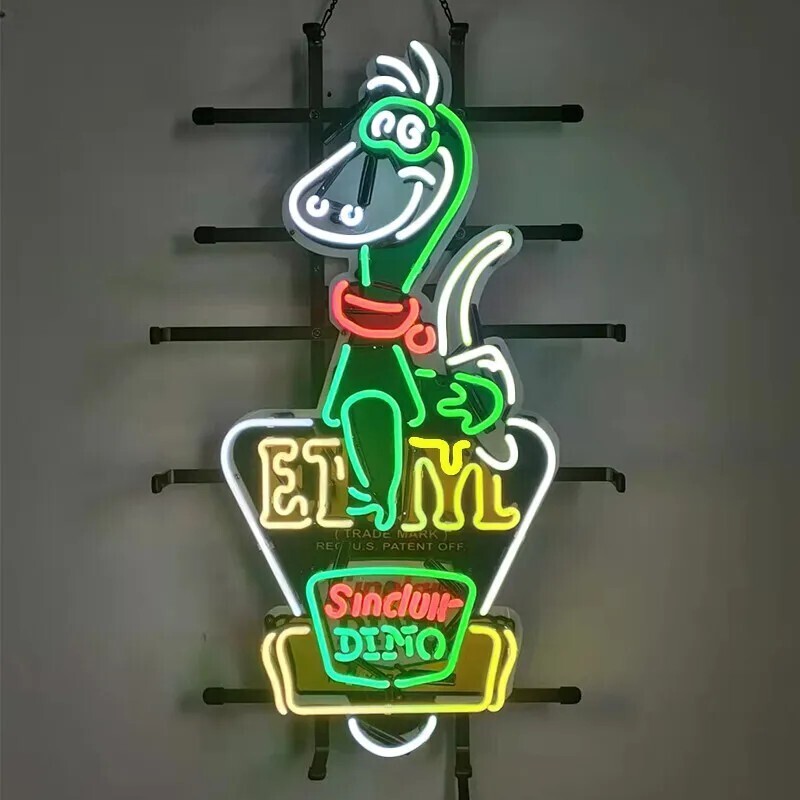 24" Sinclair Dino Gasoline Neon Sign With HD Vivid Printing Lamp Beer Bar LY