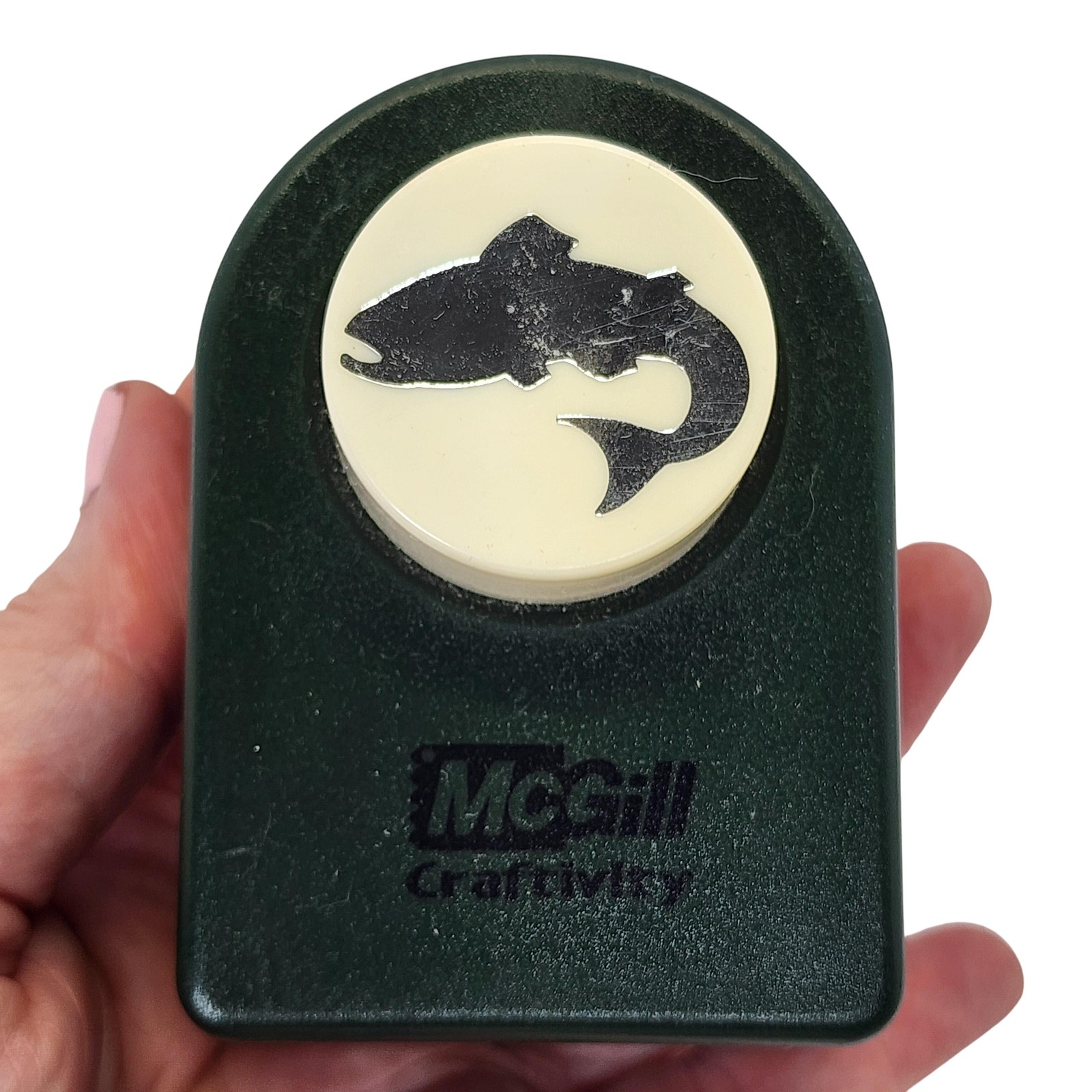 McGill Fish Craft Punch 1-1.75 In Green Paper Punch Sea Life Scrapbooking Cards