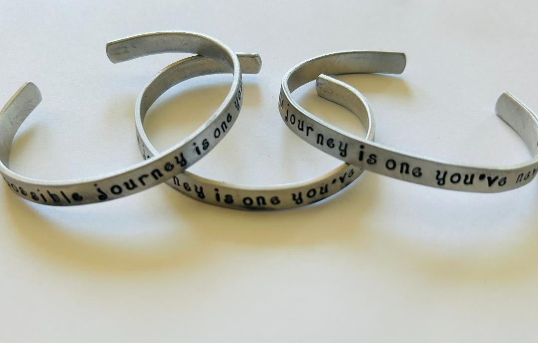 Journey Quote Handstamped Cuff Bracelet, FREE SHIPPING