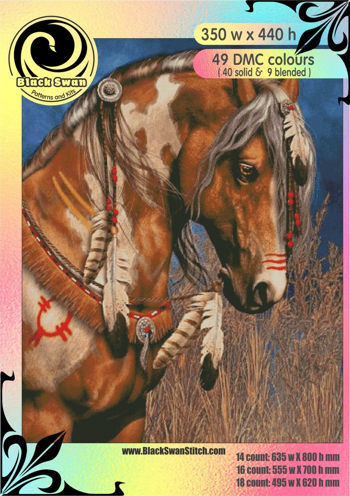 INDIAN HORSE 565 - Chart Counted Cross Stitch Pattern Needlework Xstitch