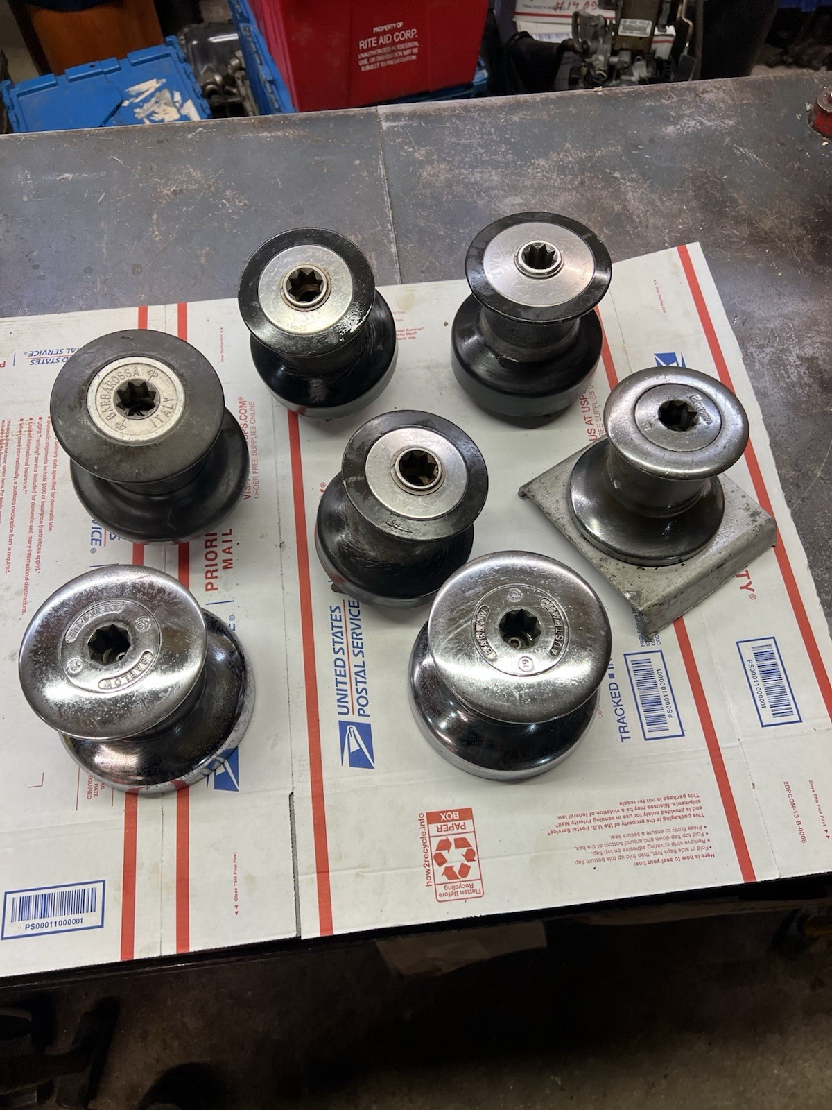 Assorted sail boat winches (7)