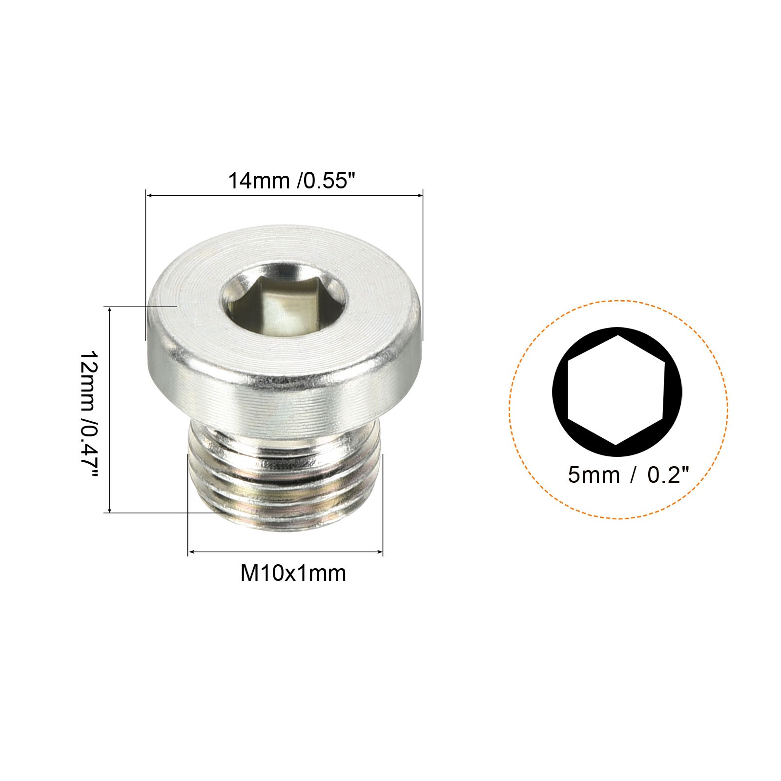 M10*1 Hex Head Pipe Fitting Plug, 3 Pack Male Thread 45# Steel Plug