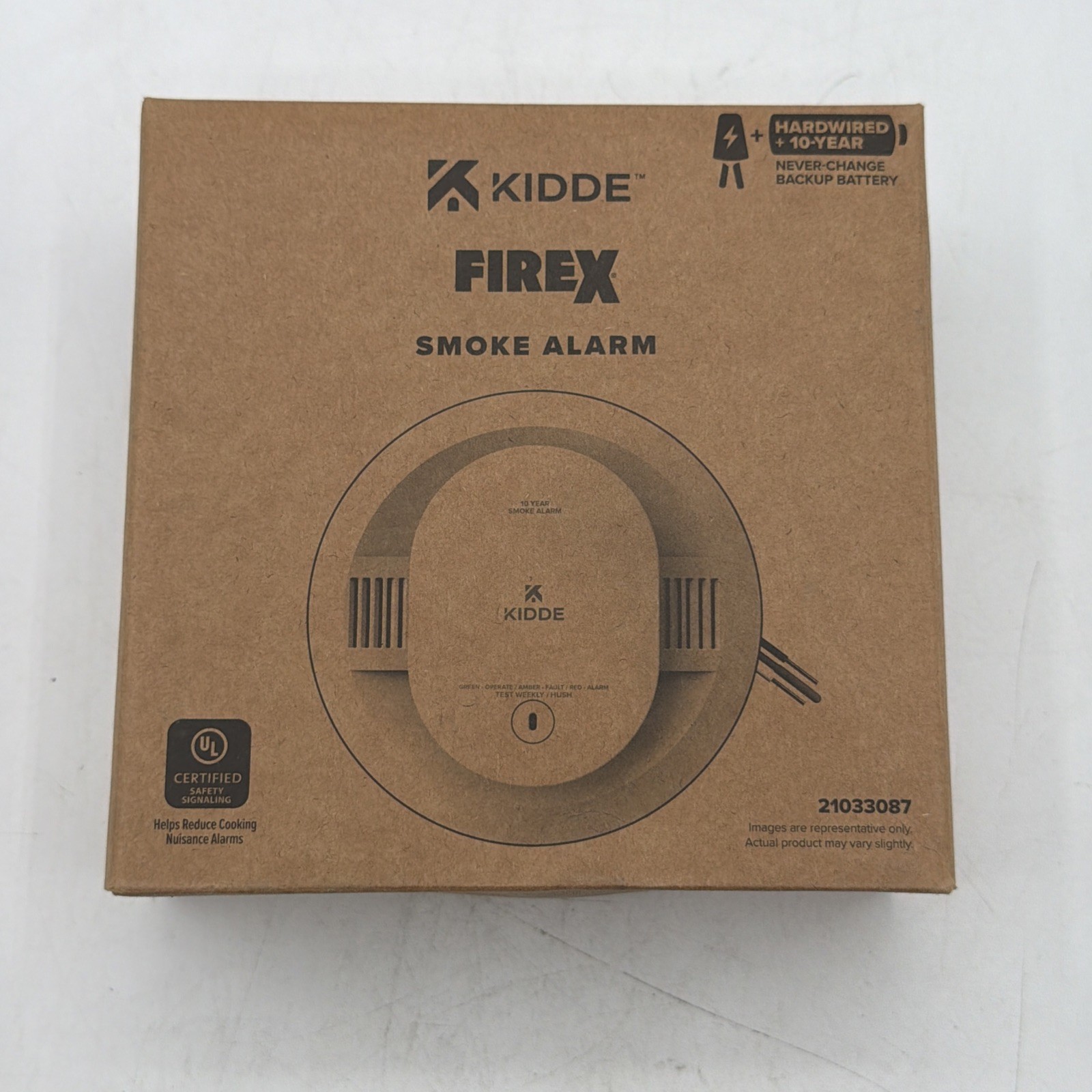Kidde Firex SMAC10YFEX 21033087 Smoke Alarm, Hardwired W/ 10-Year Backup Battery