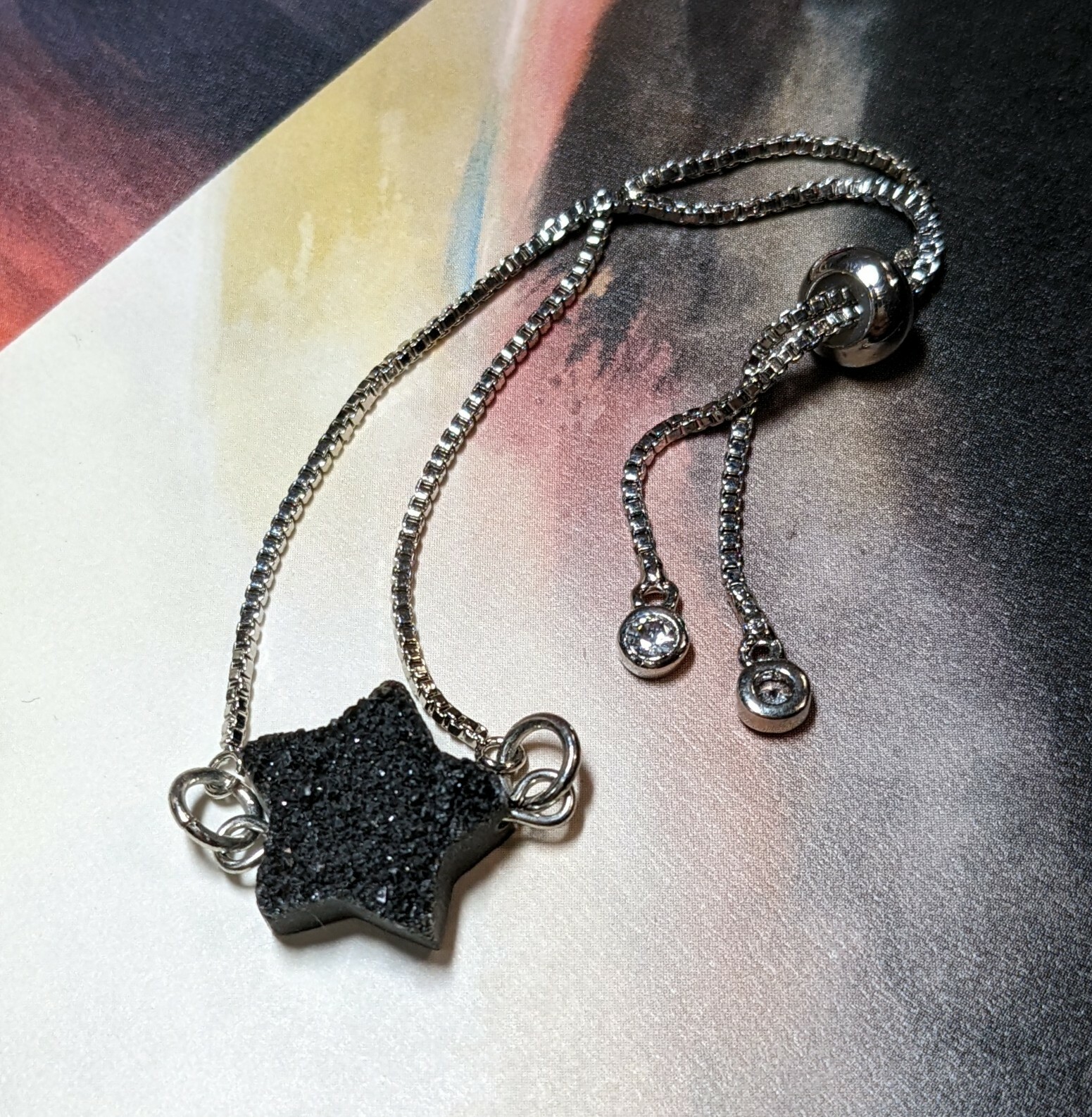 Bolo Bracelet Black Star Silver Adjustable Bracelet Black Magic Star Free Ship