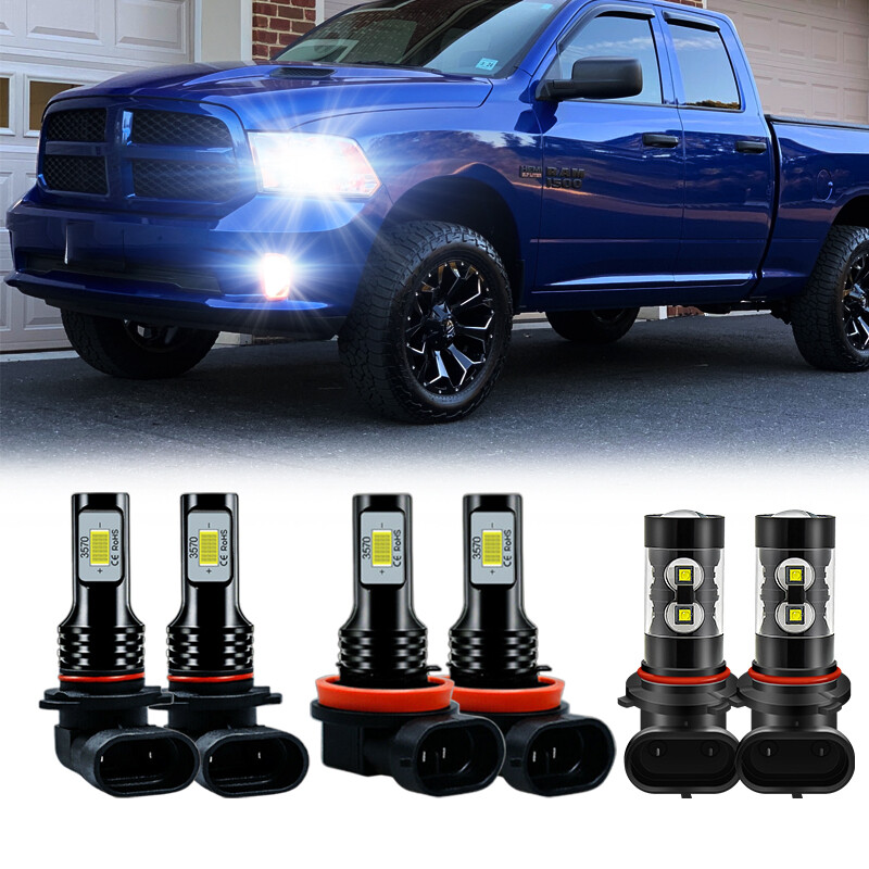 For Ram 1500 Classic 2019 LED Headlight High/Low Beam + Fog Bulbs 6000K