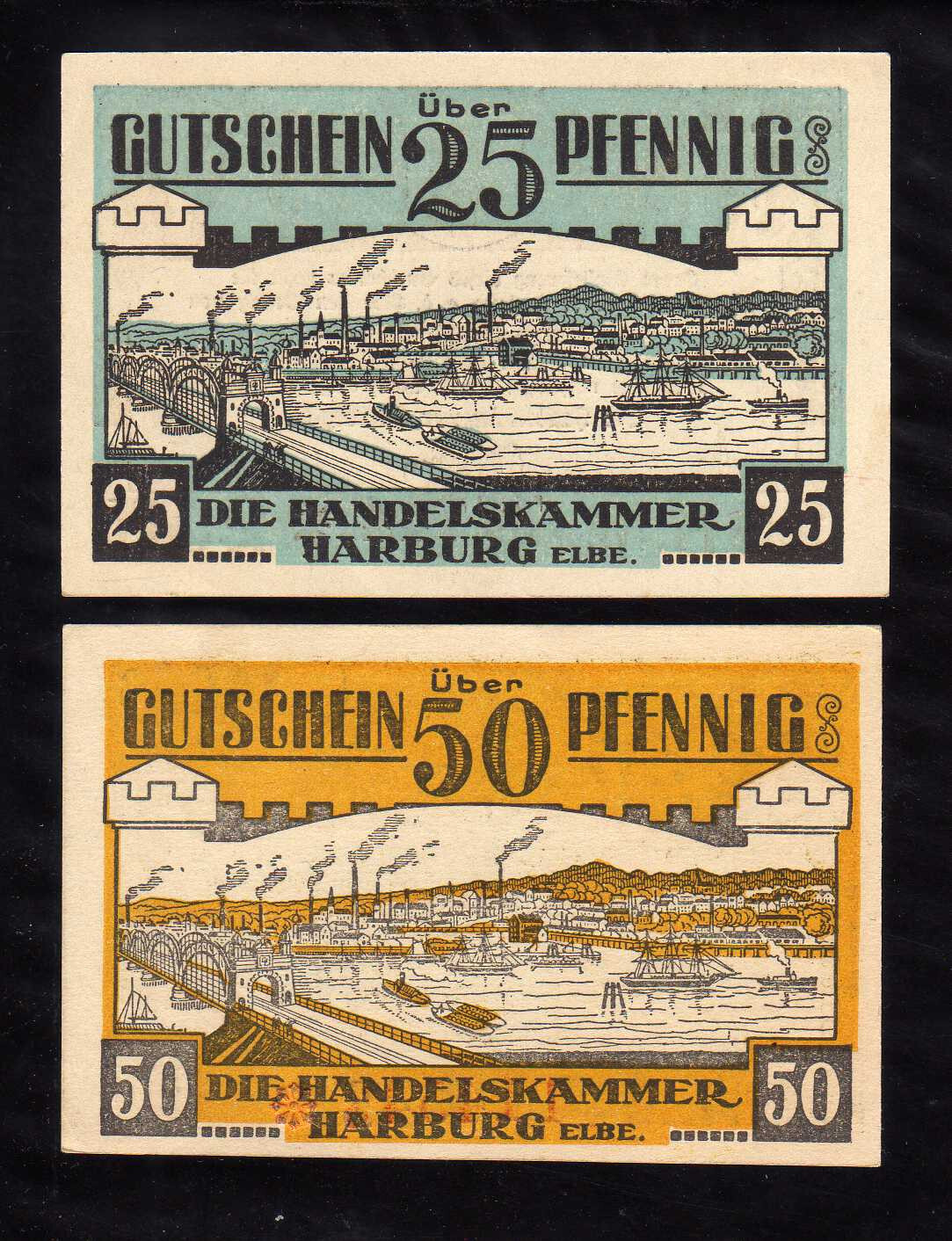 HARBURG ELBE   - GERMANY NOTGELD  -    25, 50 PFENNIG