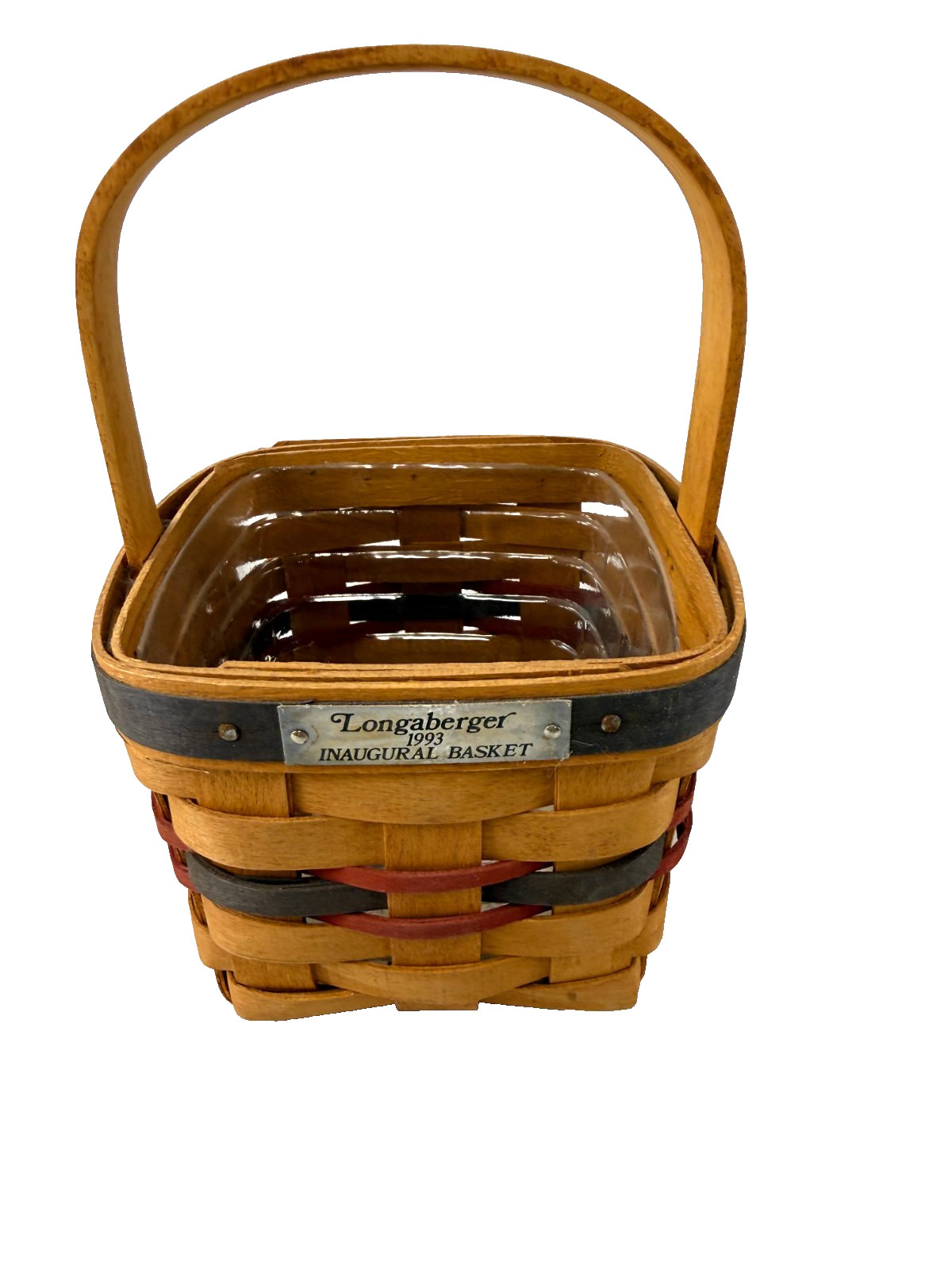 1993 Longaberger Inaugural Basket w/Protector Vintage 5"L x 5"W x 4.5"H