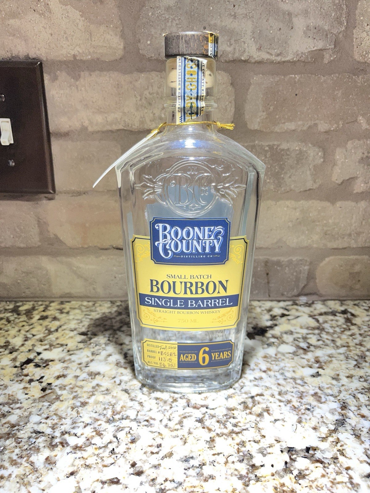 Boone County Bourbon Store Single Barrel Pick 750 ML Empty  Unrinsed Bottle