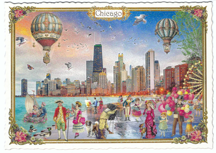 Postcard Glitter Tausendschoen Chicago Skyline View Windy City Postcrossing