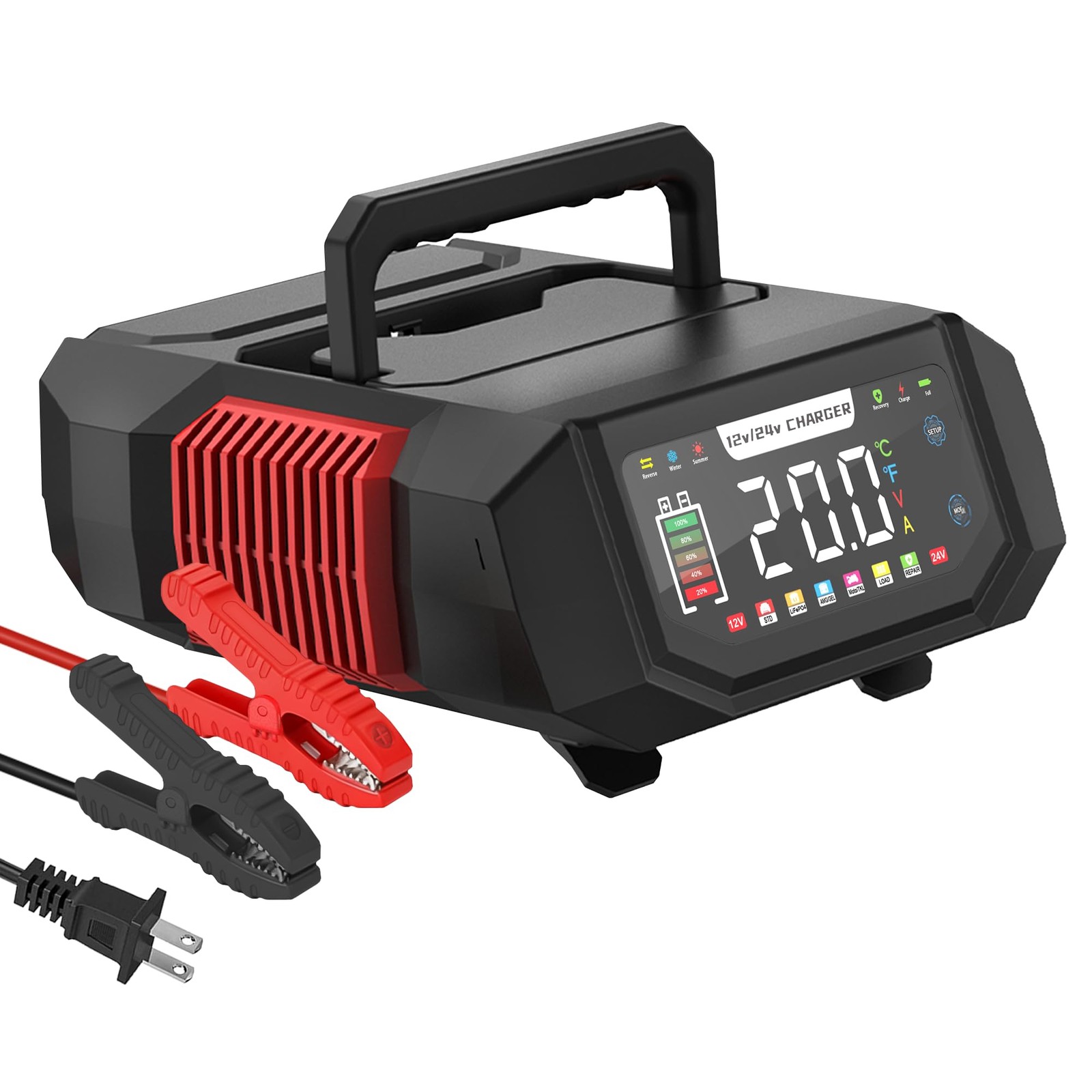 AIYONFEI Battery Charger 20A 12V/24V Fully Automatic Maintainer & Red