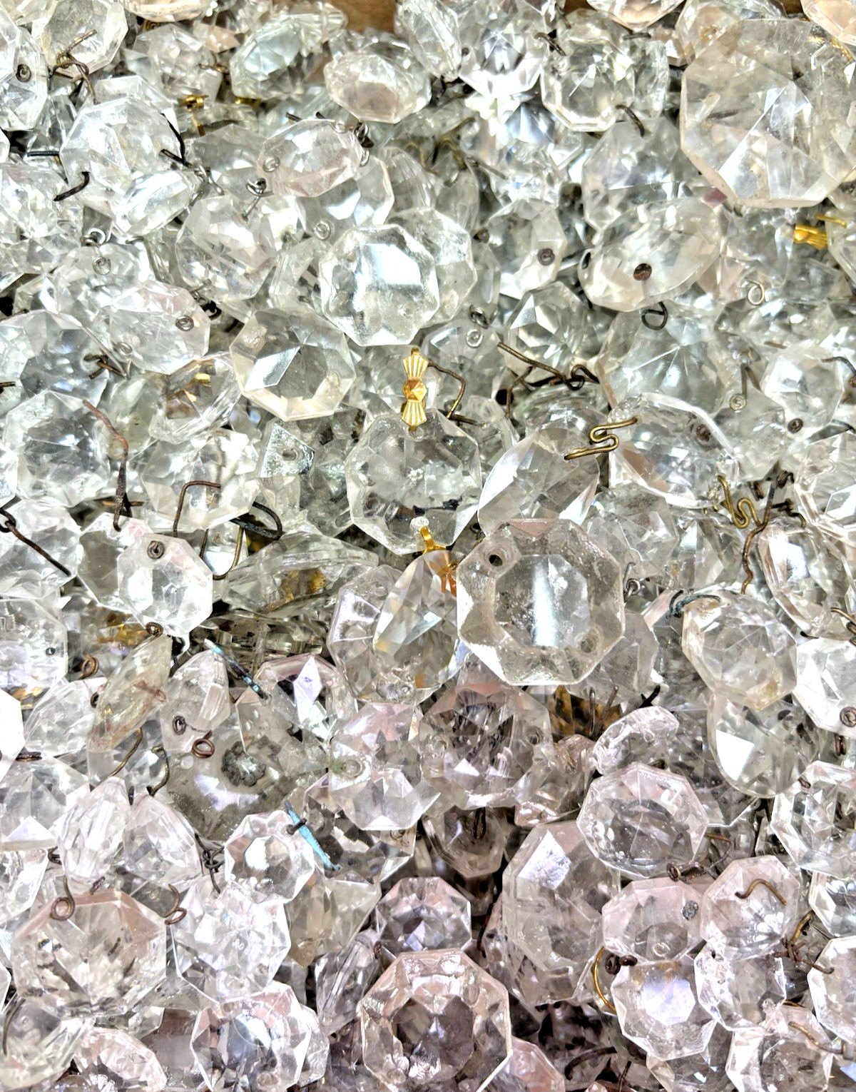 Mix Lot of 2 lbs. FACETED OCTAGON CRYSTAL BEAD CHANDELIER PART SUNCATCHER CRAFTS