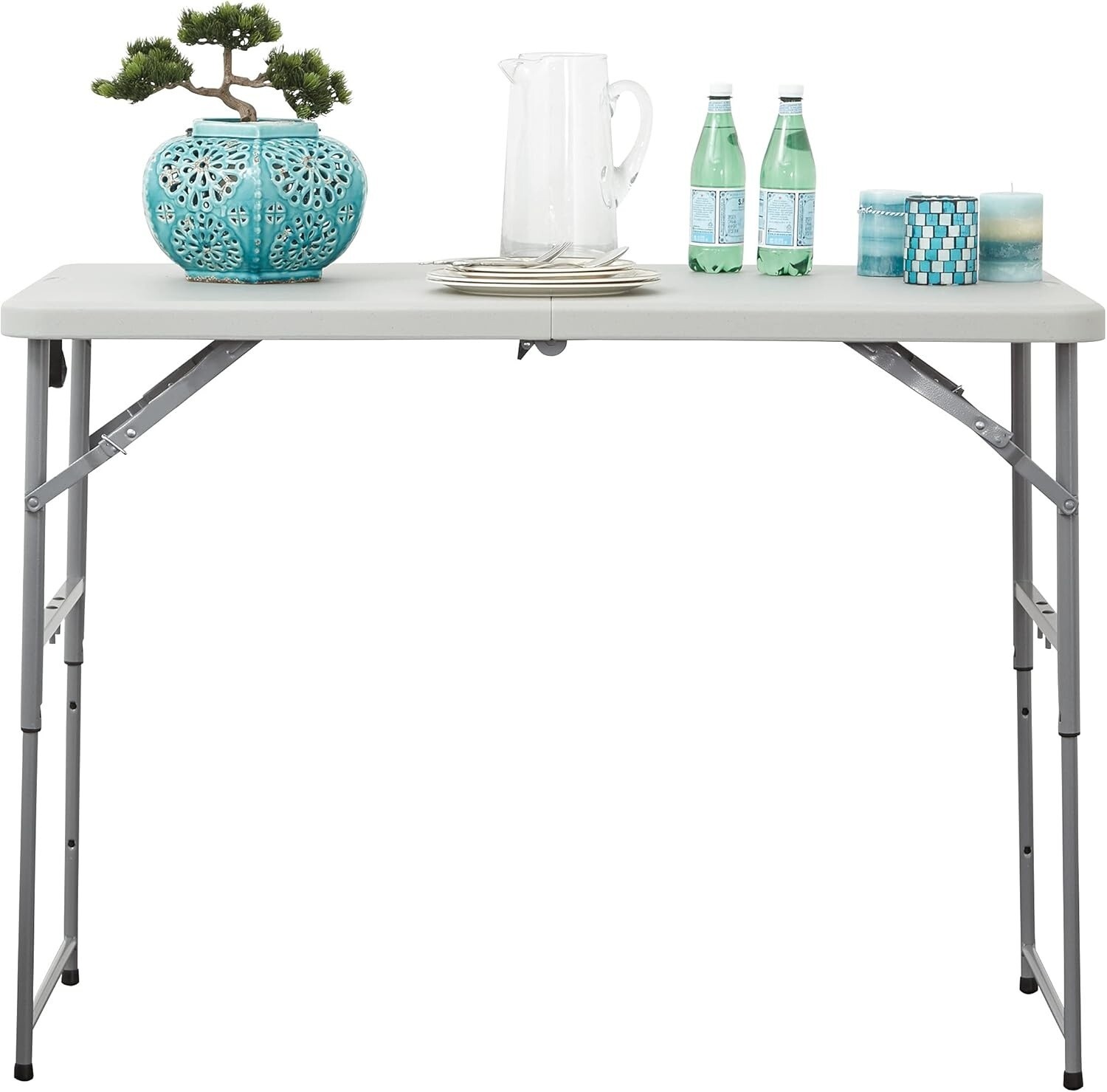 Mesa De Plastico Para Fiestas Patio Grande Plegable Cuadrada Cocina 4 Feet White