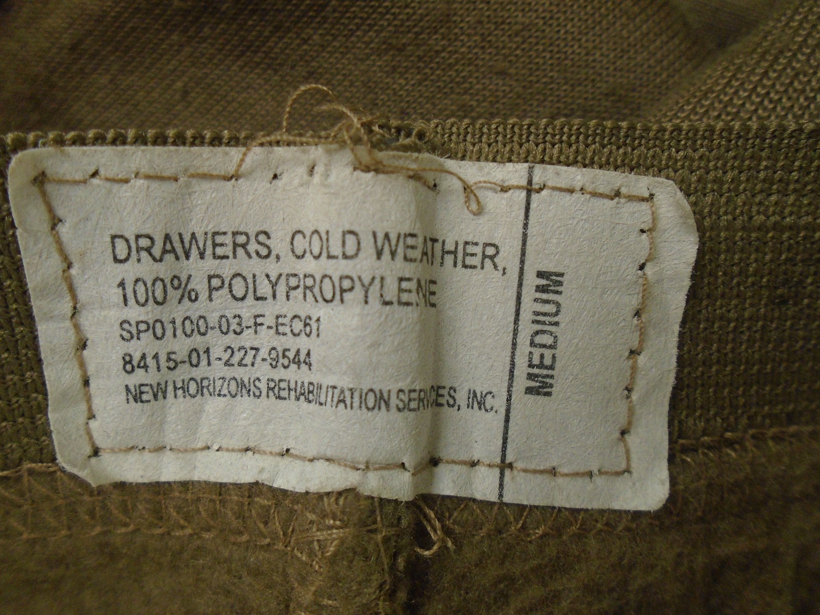 US Military Army Polypropylene Long Underwear Drawers Medium Polypro 2003 295-P