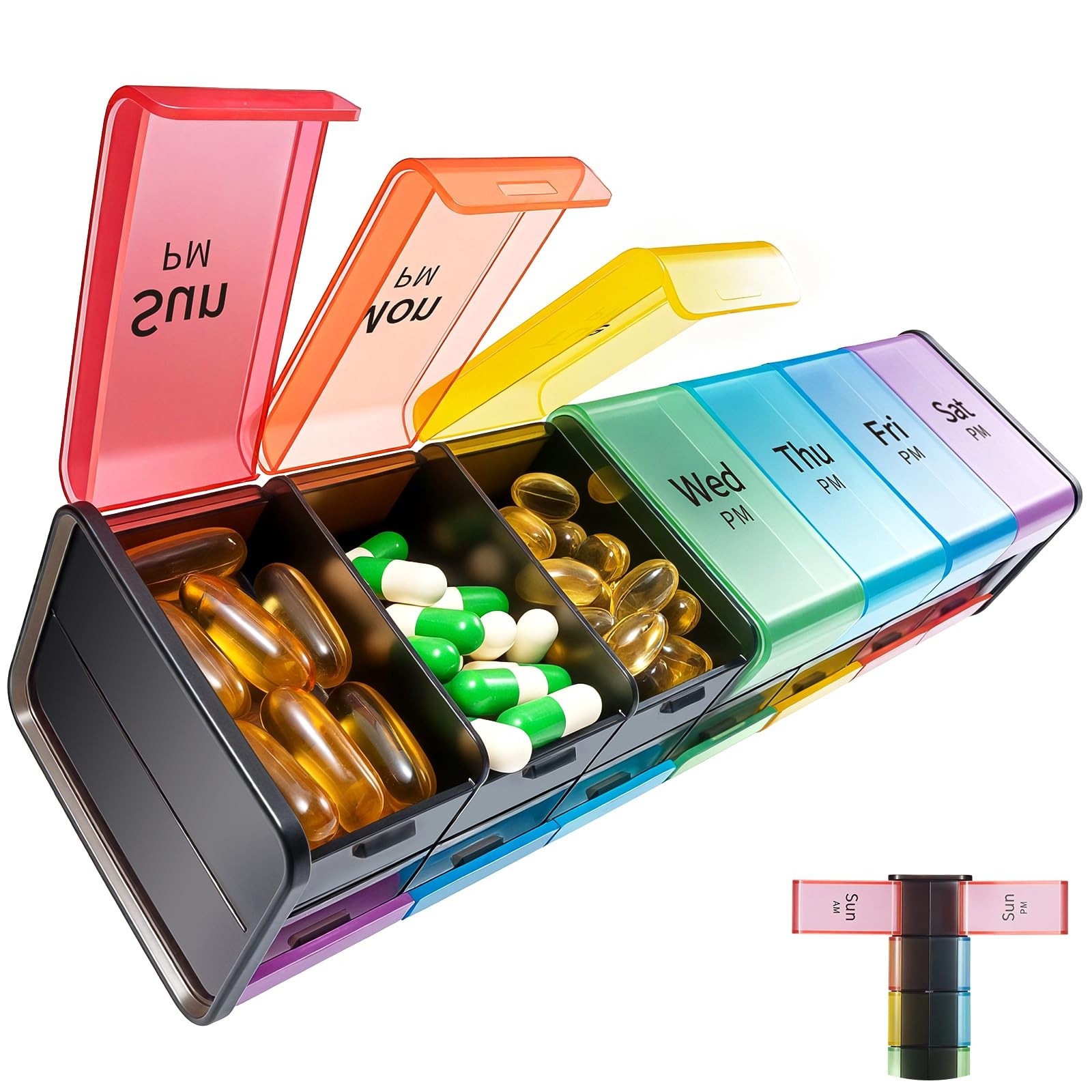 Weekly Pill Organizer 14 Large Compartments Extra Large 7 Day 2 Times a Day