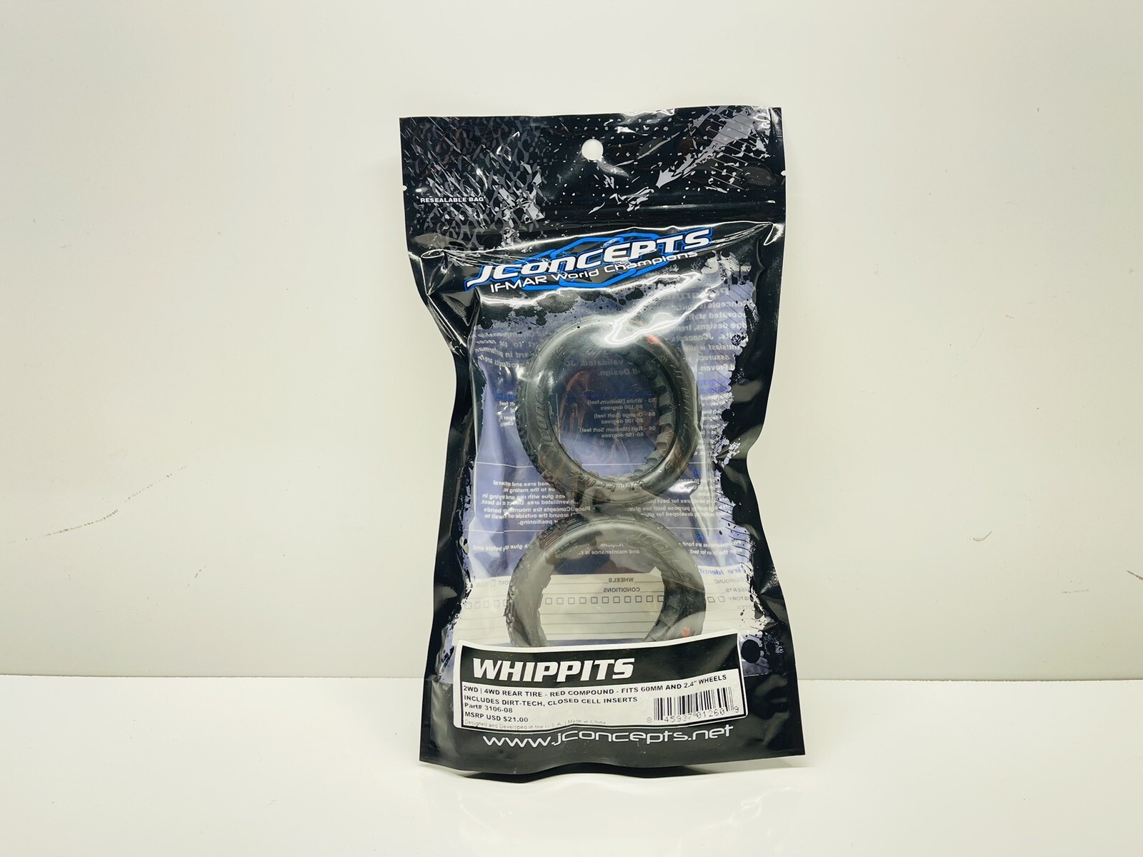 JConcepts 3106-08 Whippits Red Compound 60mm 1/10 Buggy Rear Tires #8139