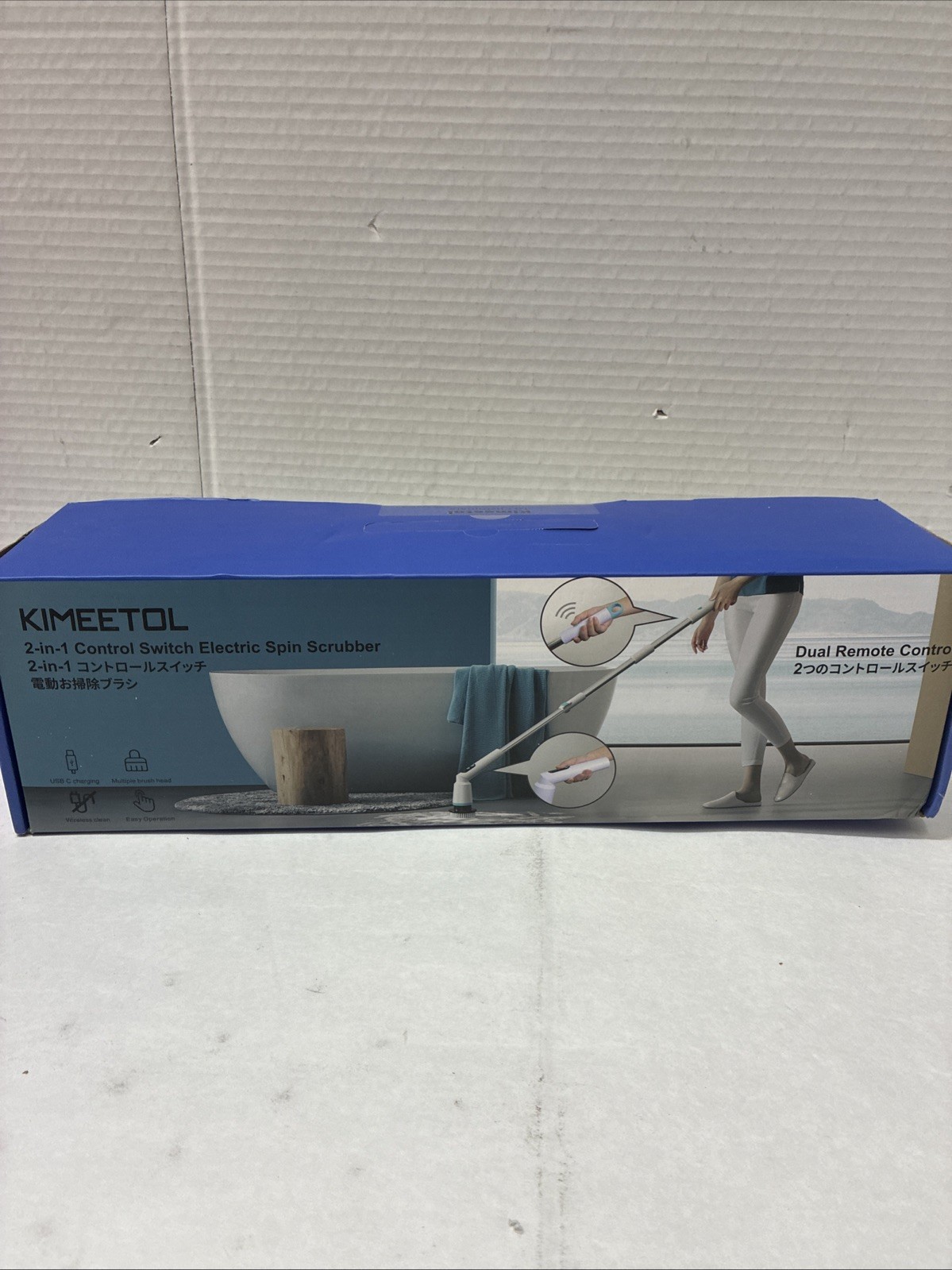 Kimeetol Electric Spin Scrubber with Remote Control, 2 Adjustable Angles