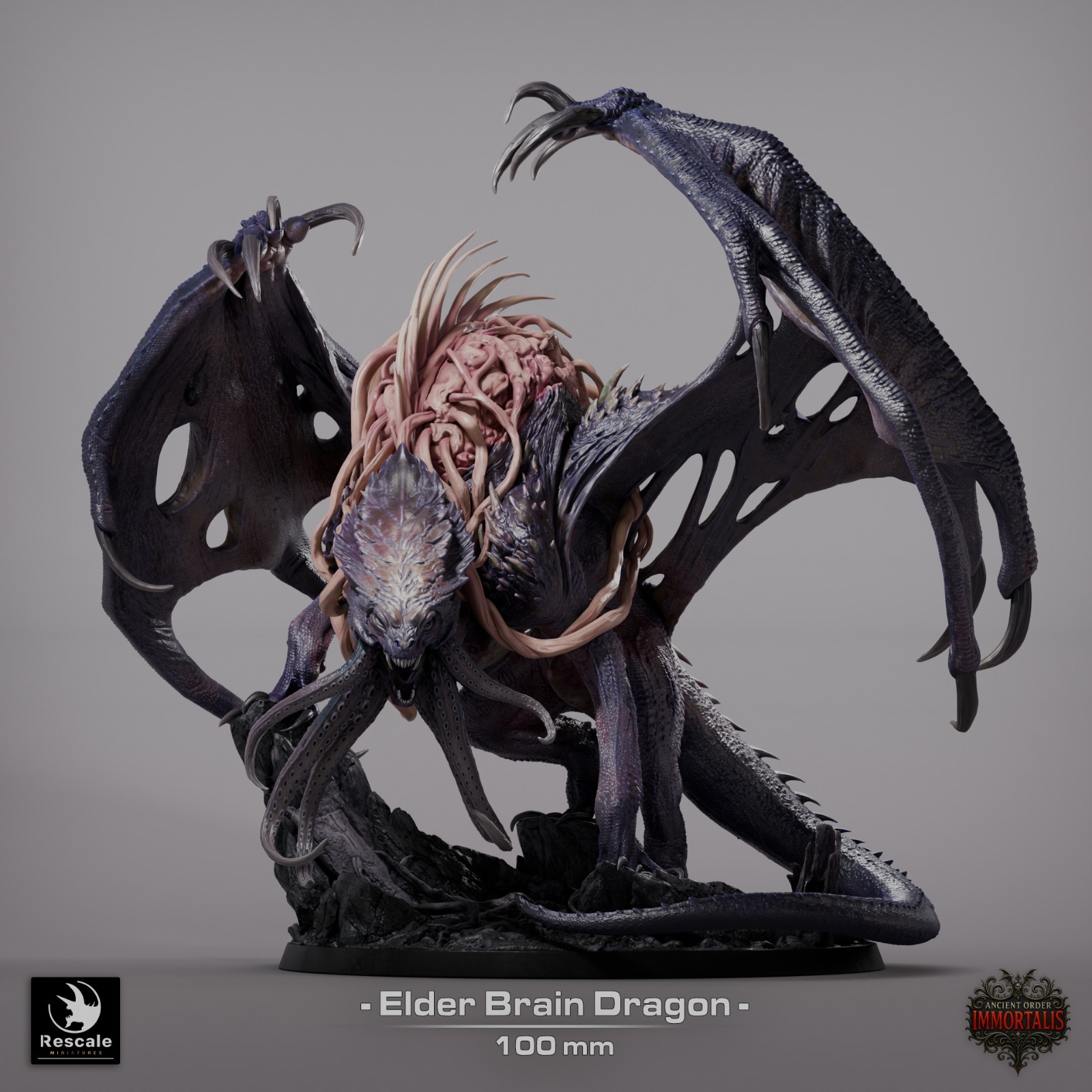 Elder Brain Dragon Large D&D Miniature | Mind Flayer Dragon Figure | Resin 3D Pr