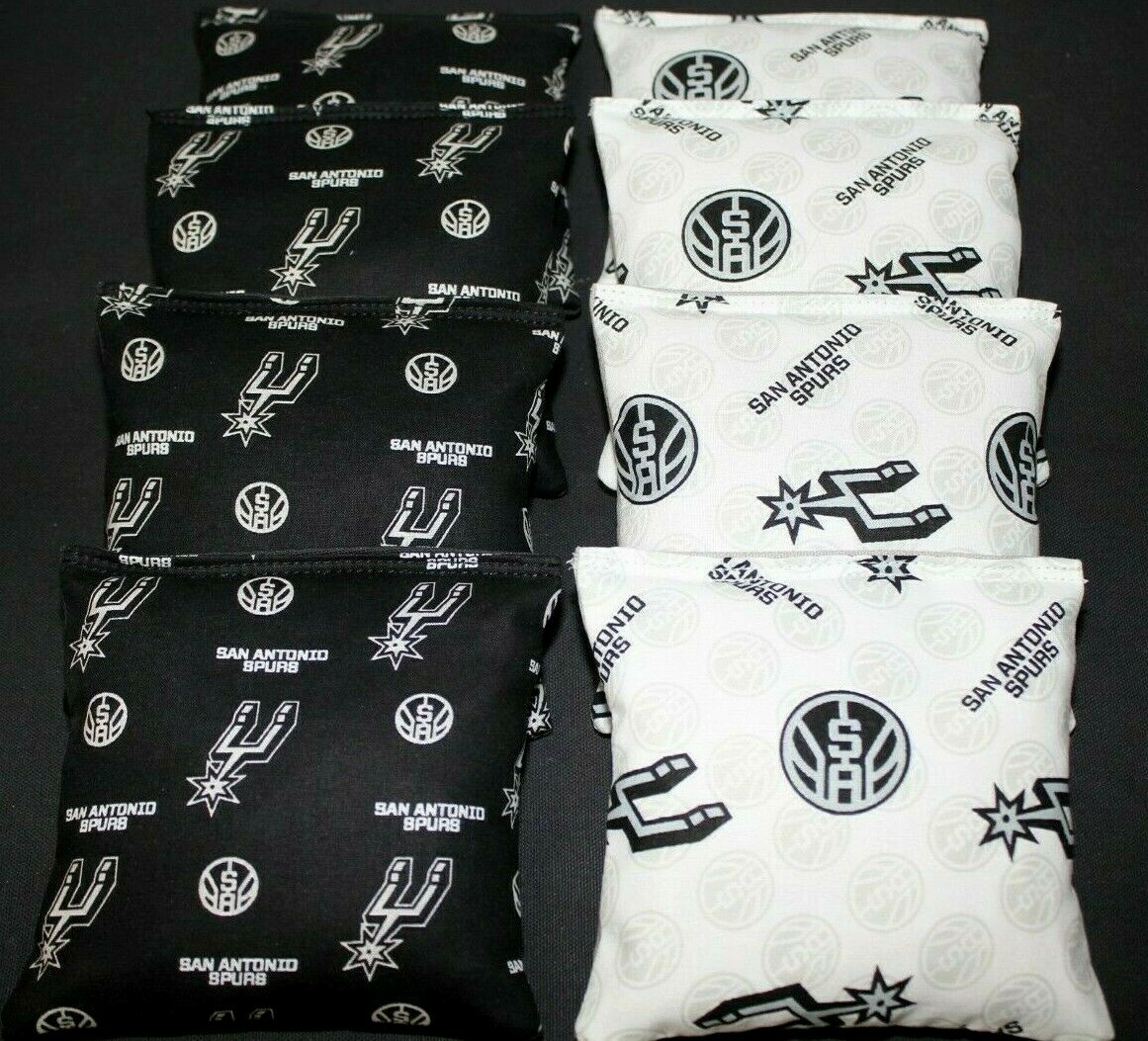 CORNHOLE BEANBAGS made w San Antonio SPURS Fabric 8 ACA Regulation Bags