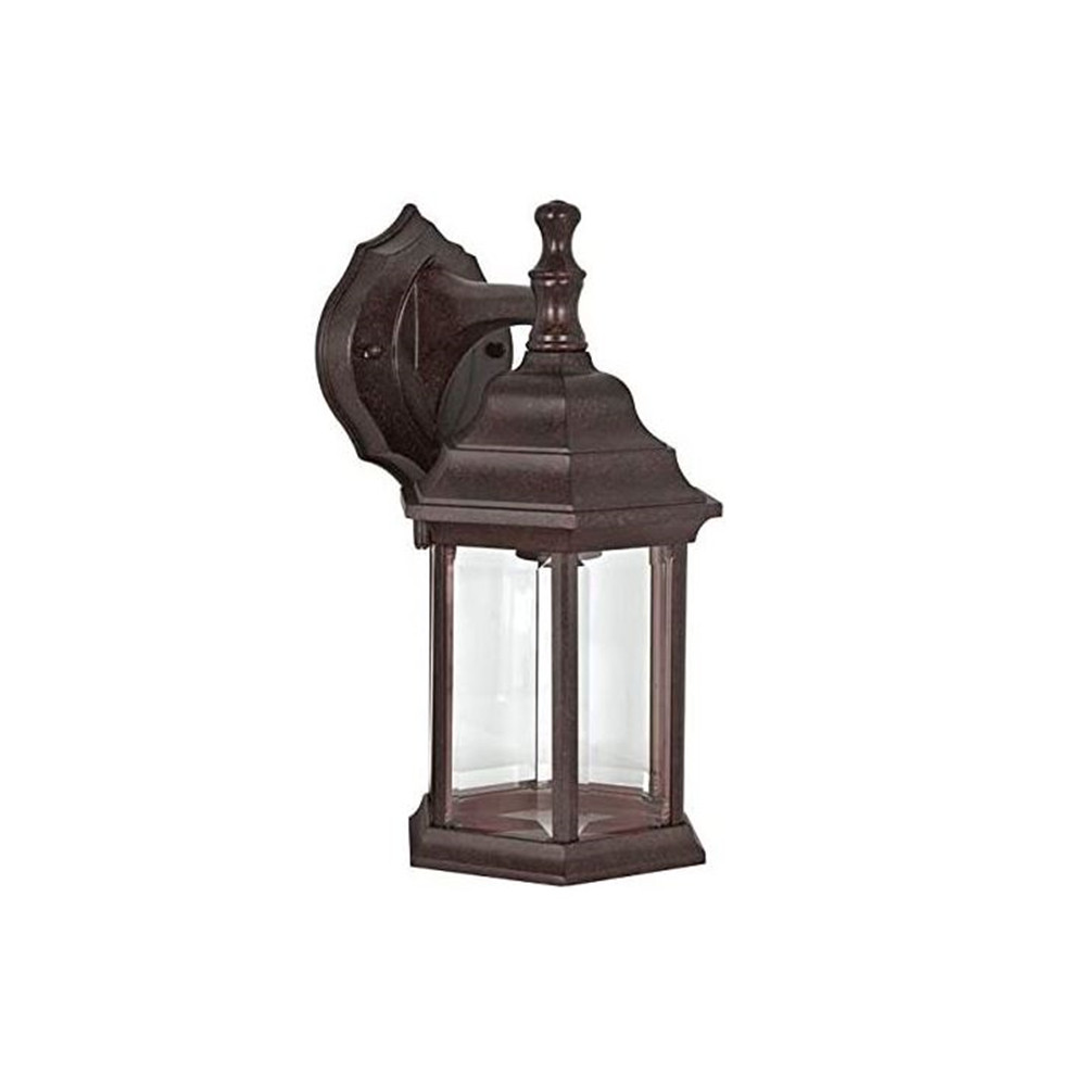 Sunset Lighting Outdoor 1-Light Wall Sconce w/ Clear Beveled Glass, Rubbed Bronz