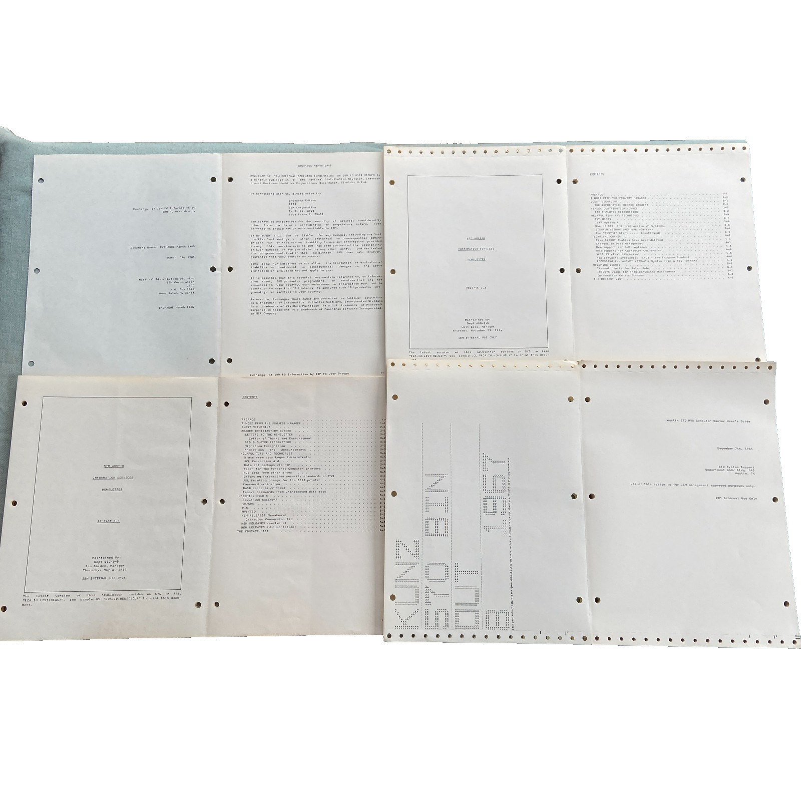 IBM Internal Document STD Austin TX Newsletter Users Guide Lot 1984 1985 PC Com