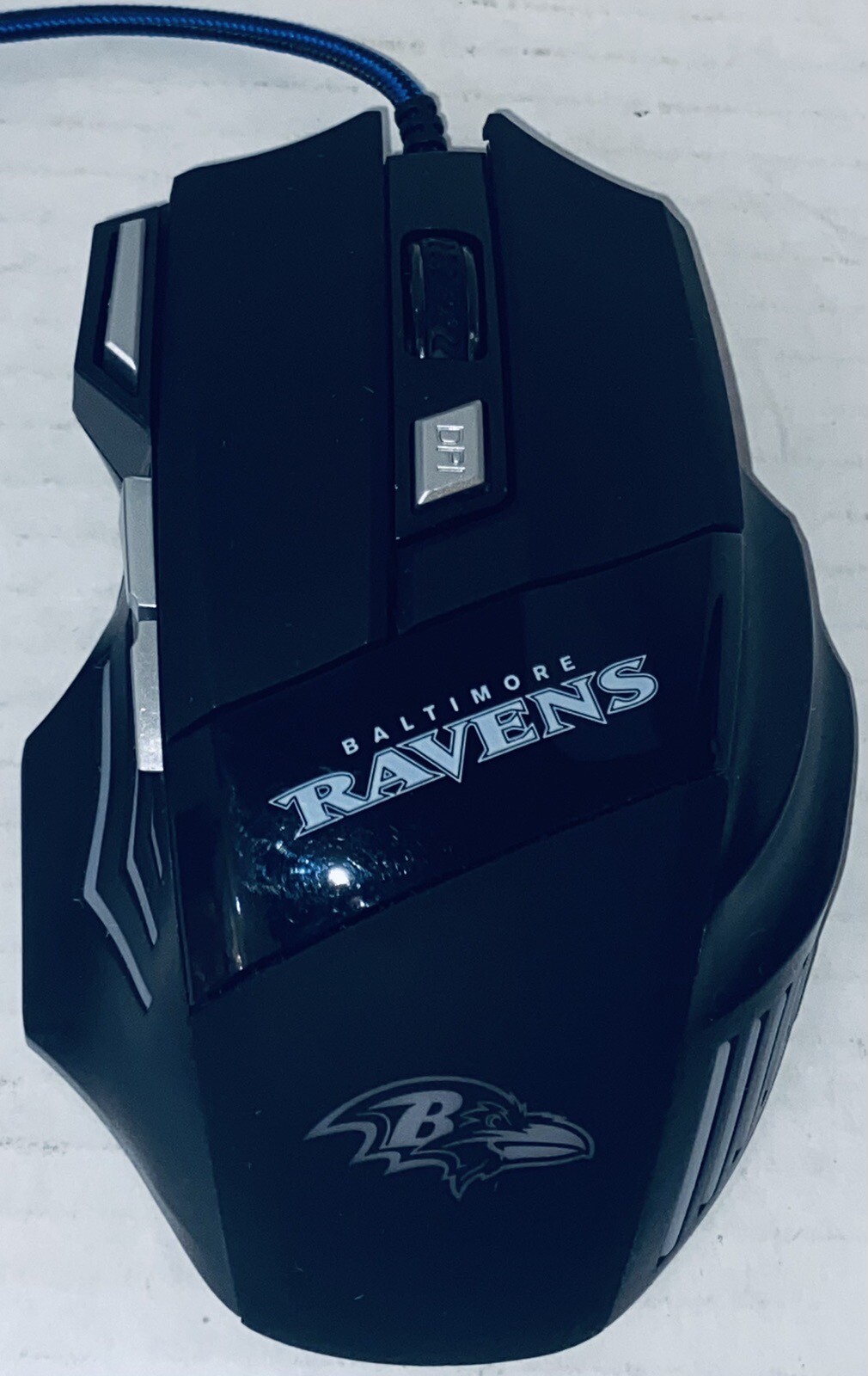 BALTIMORE RAVENS GAMING WIRED MOUSE MODEL RGX-M2-BLK 7200DPI 7 BUTTON 5V 100mA