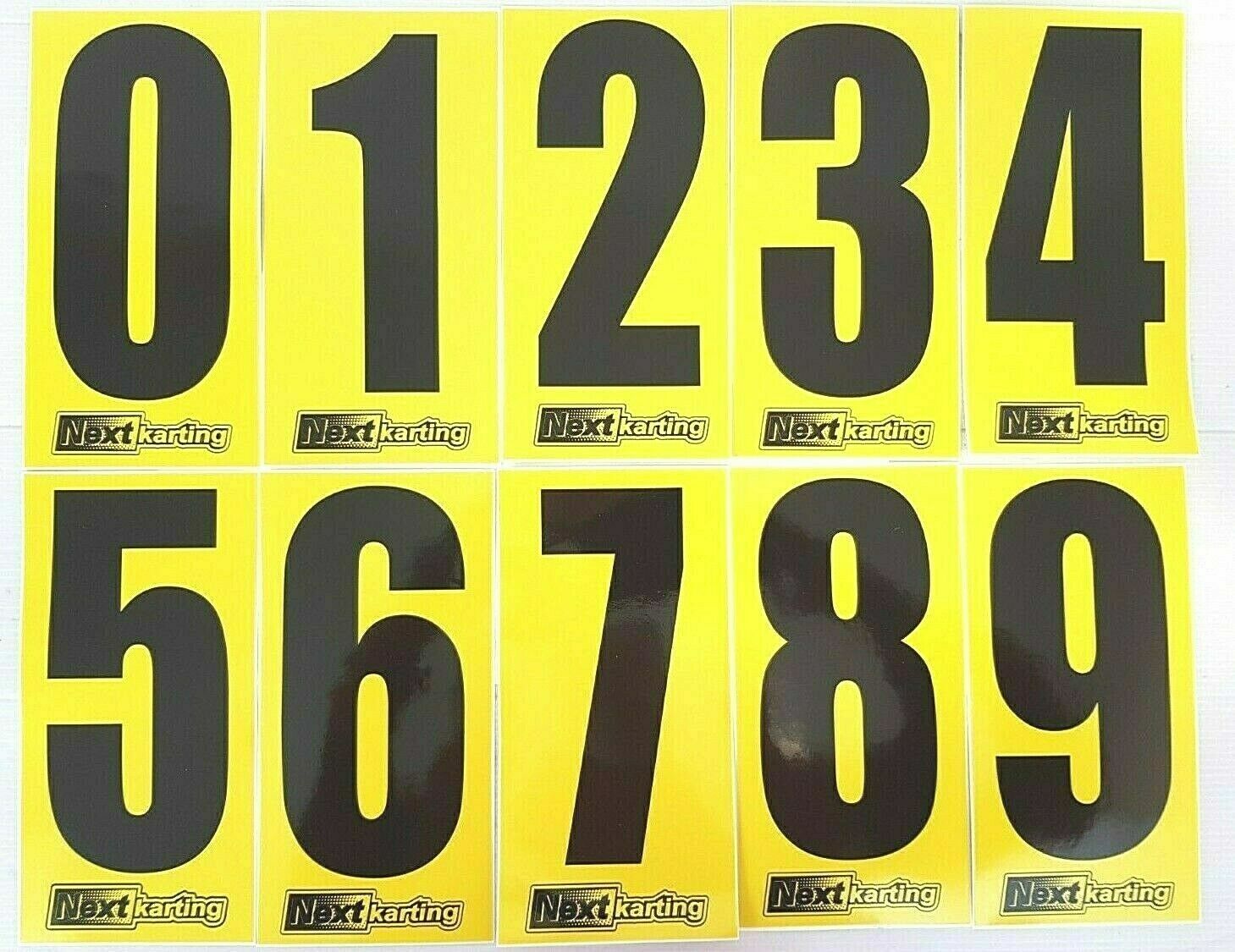 4 x Black numbers on Yellow background -Iame-X30 Rotax Cadet Karting Race Number