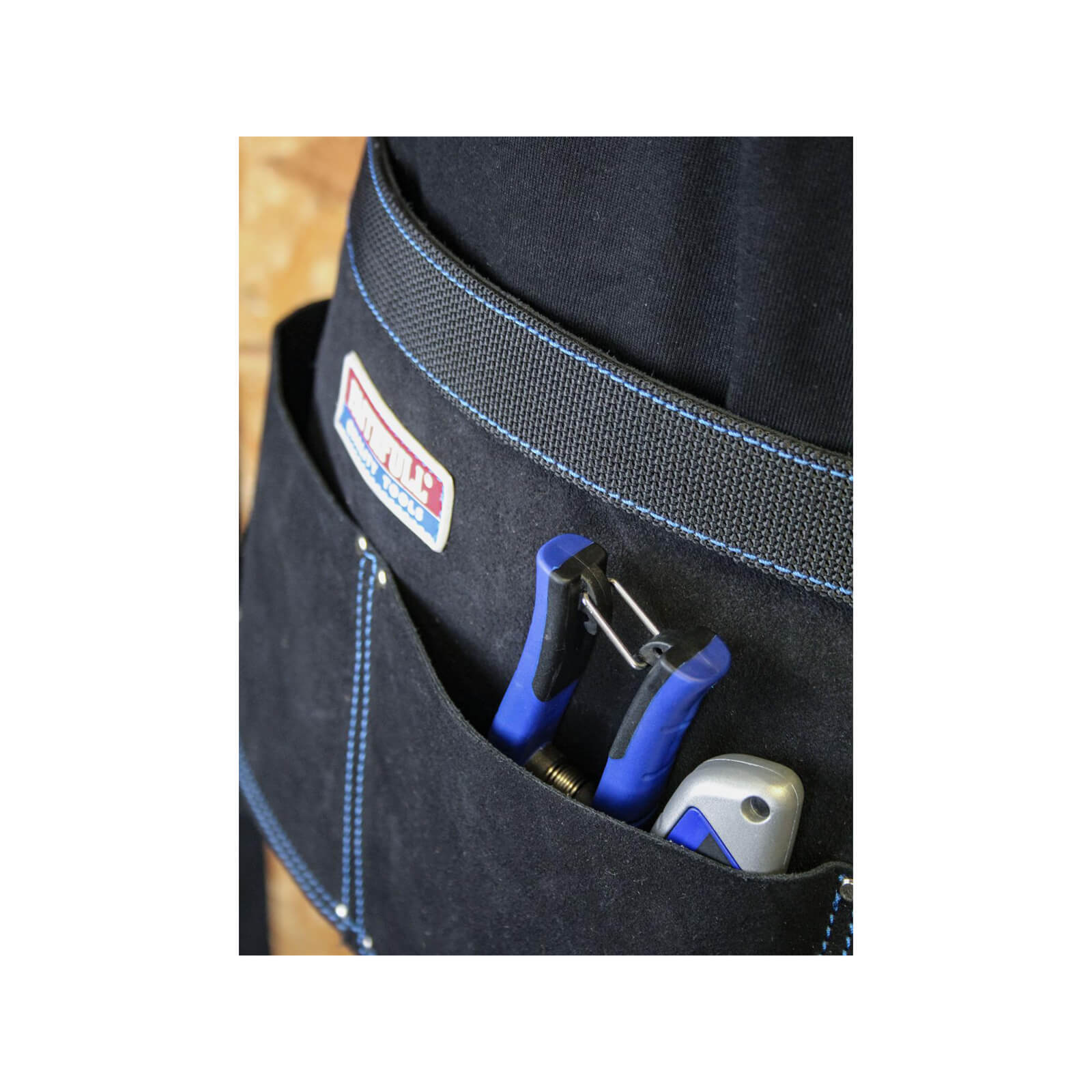 Faithfull Double Pocket Leather Nail Pouch