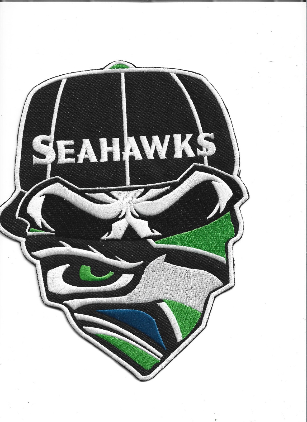 NEW 7 x 9 Inch Seattle Seahawks Skull IRON ON PATCH FREE SHIP