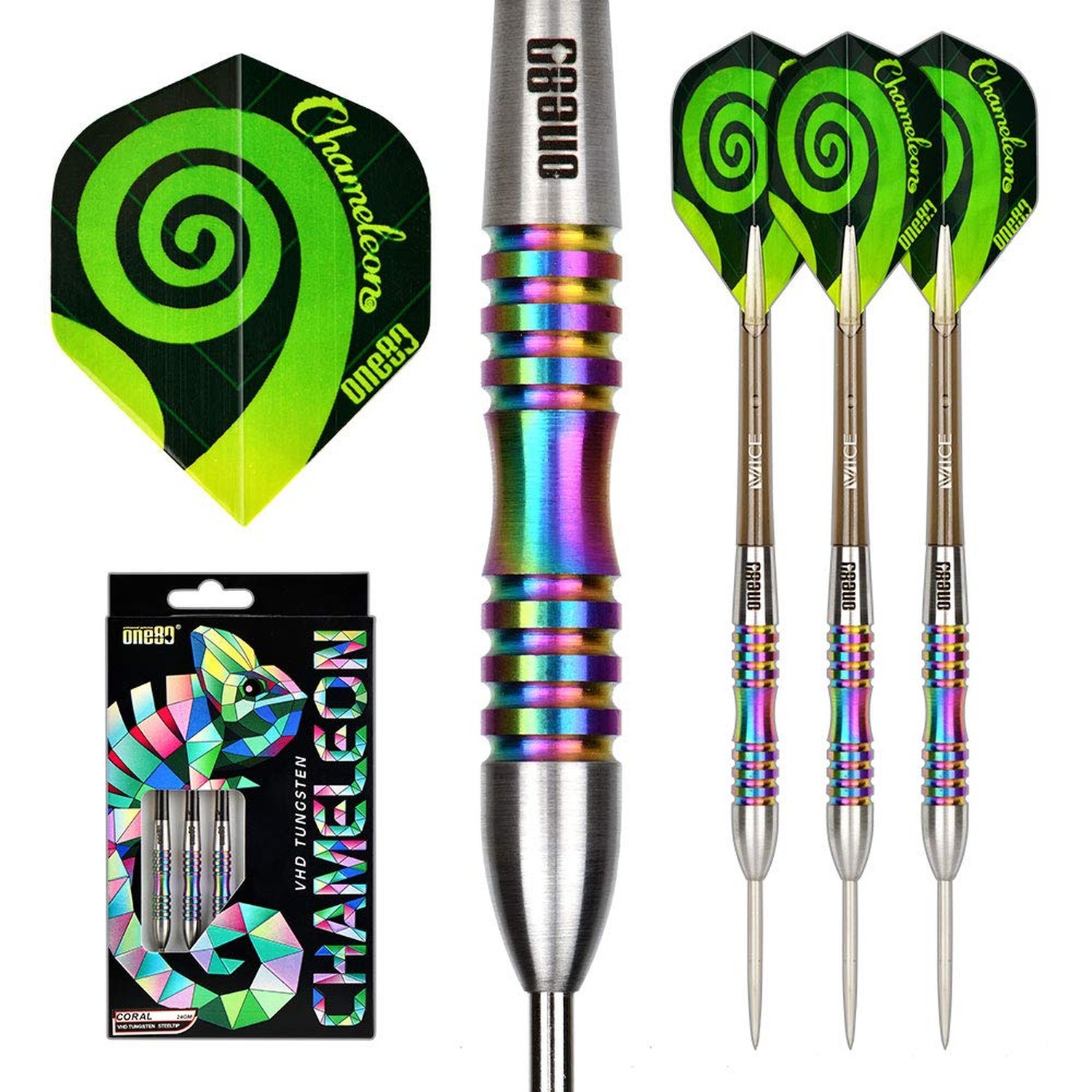 ONE80 90% Tungsten Steel Tip Darts Sets Chameleon, Night Hunter Professional ...