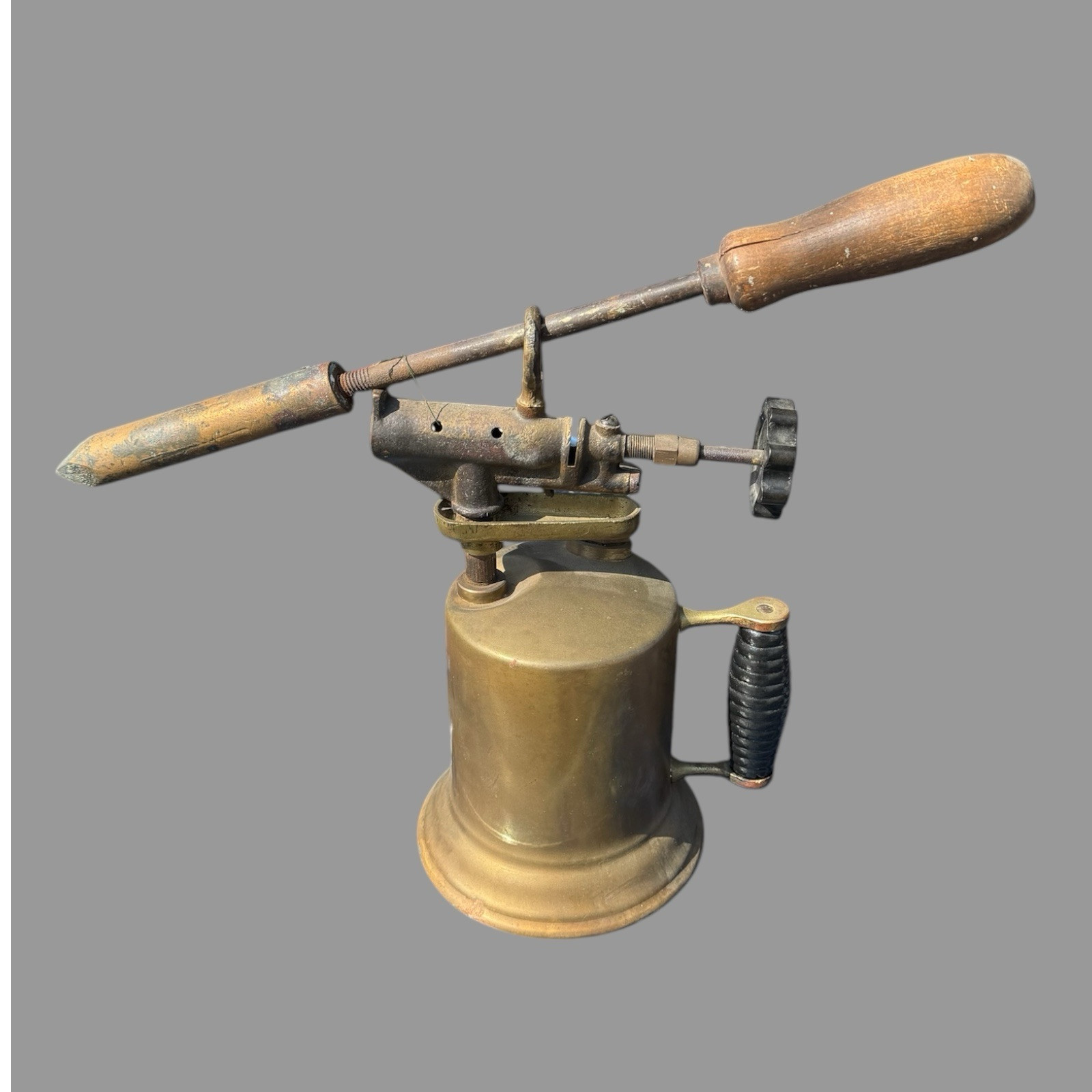 Vintage Antique Brass Blow Torch with Solder Iron