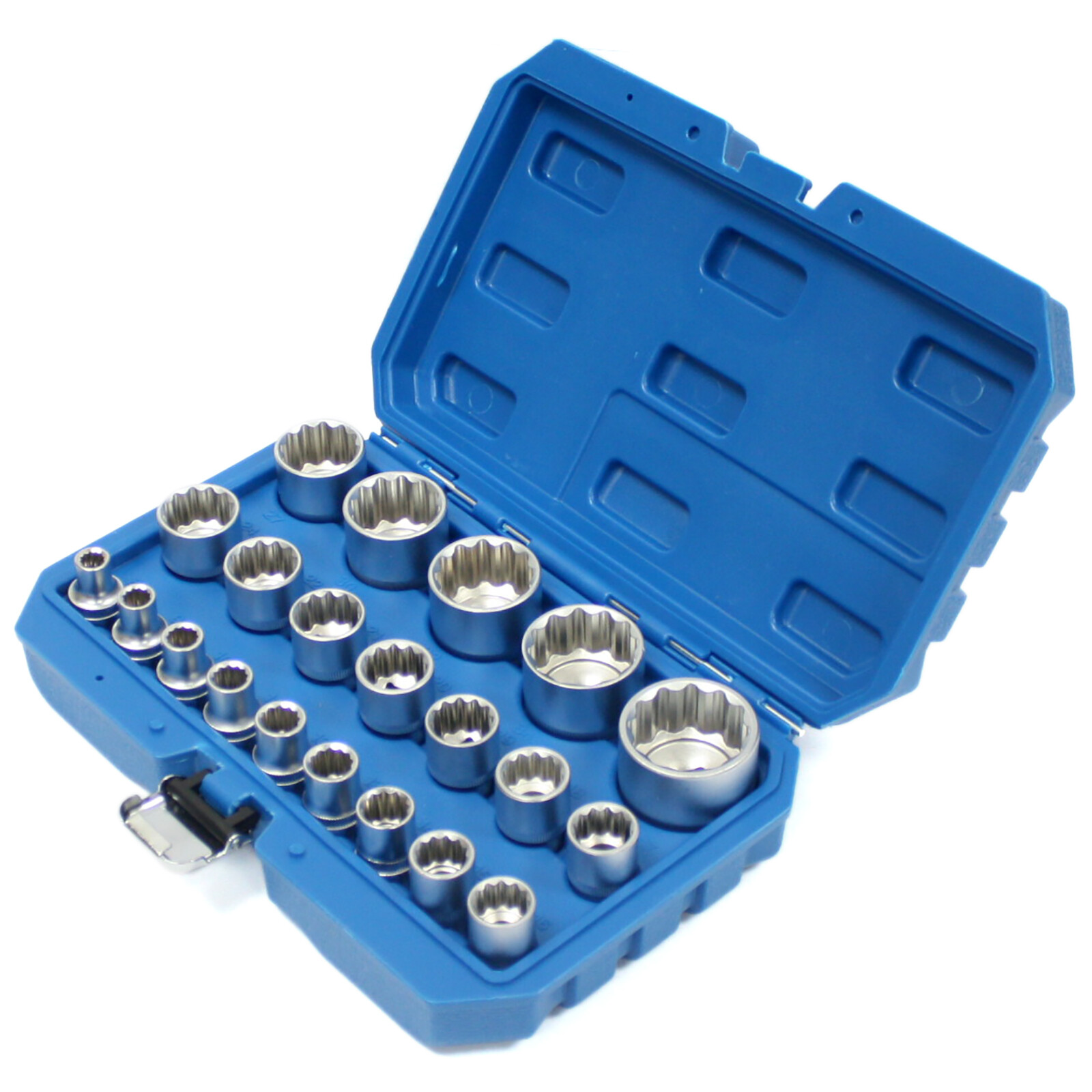 21pc Spline Socket Set 12 PT Point 1/2" Dr Gear Wall Rounded 8 - 36mm Metric