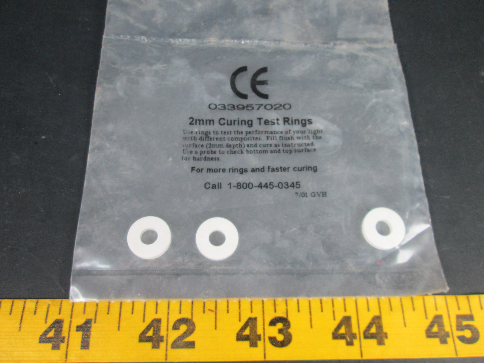 New Package of 3 2mm Curing Test Rings 033957020 Probe Light Composite Science T
