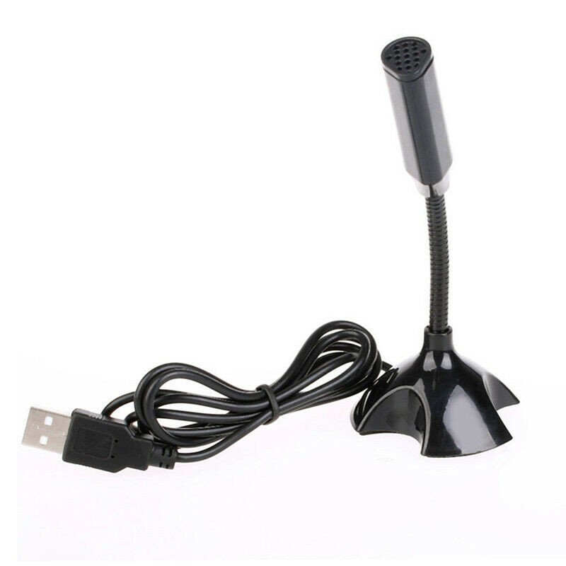Black USB Mini Desktop Speech Microphone Stand for PC Laptop Computer Notebook