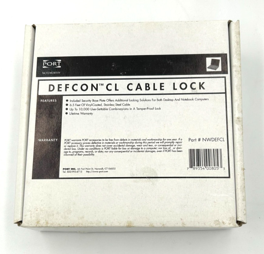 Port 'Noteworthy' Defcon CL Notebook  Steel Cable 6.5 ft, steel anchor