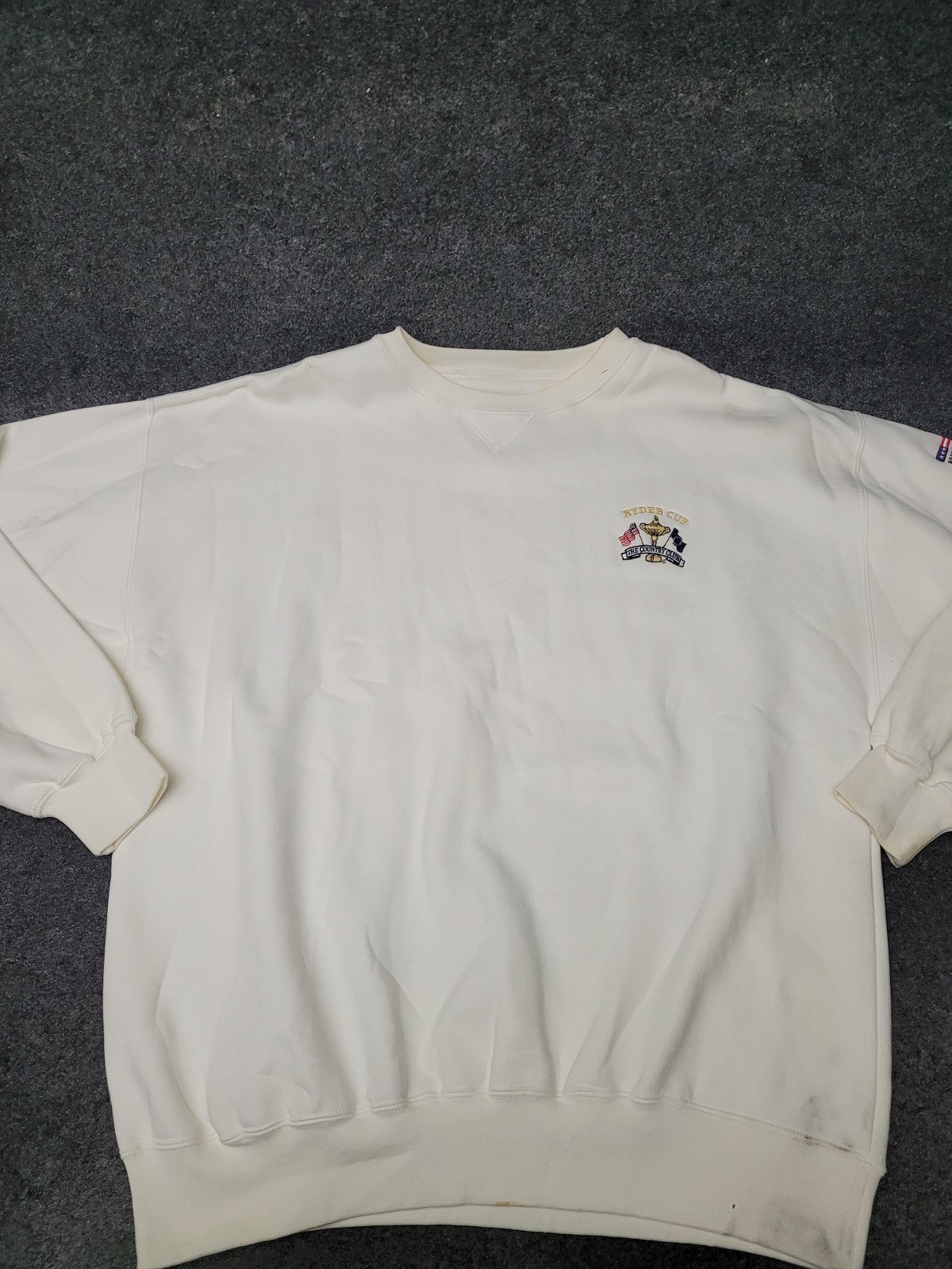 Vintage Ryder Cup Sweatshirt Mens XL White Golf 1999 Brookline Gear For Sports