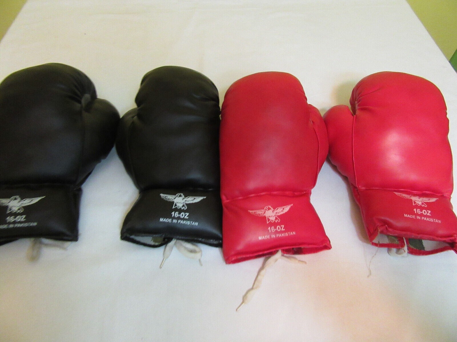 Red and Black 2 Pair 16 oz Boxing Gloves Made in Pakistan