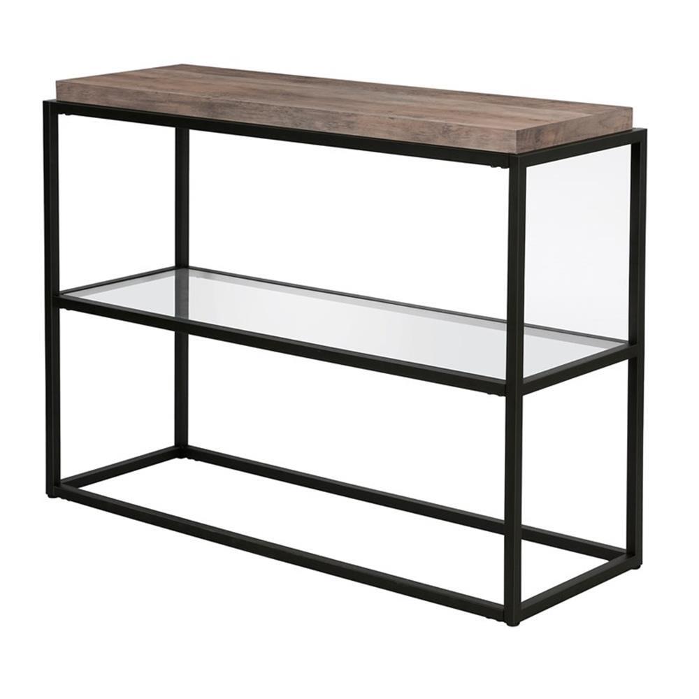 Henn&Hart 42" Blackened Bronze Metal/Glass Console Table