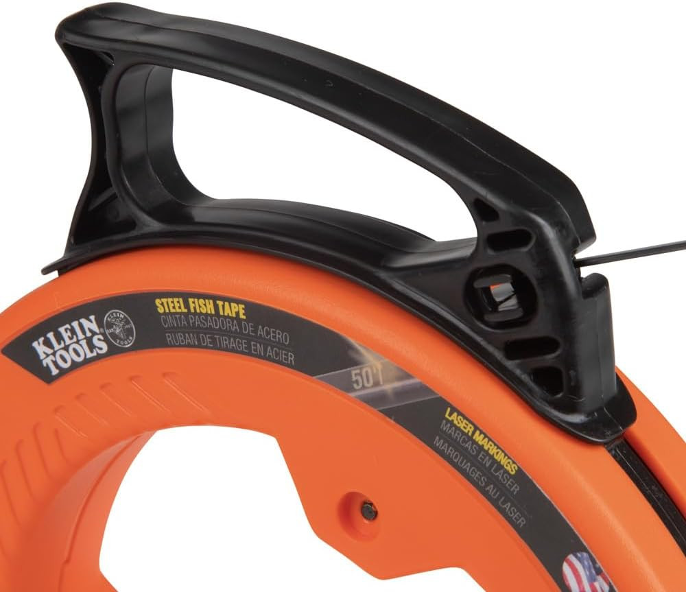 56331 50-Foot Electrical Fish Tape, Steel Wire Puller with Double Loop Tip, Opti