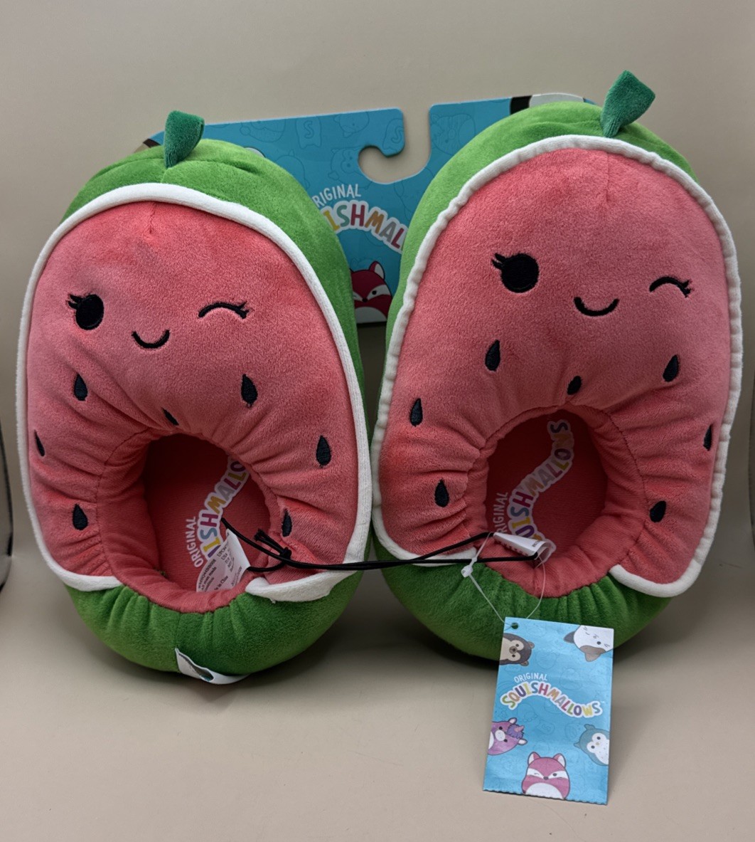 Original Squishmallows Women’s Wanda the Watermelon Slippers Size 5-6 NWT