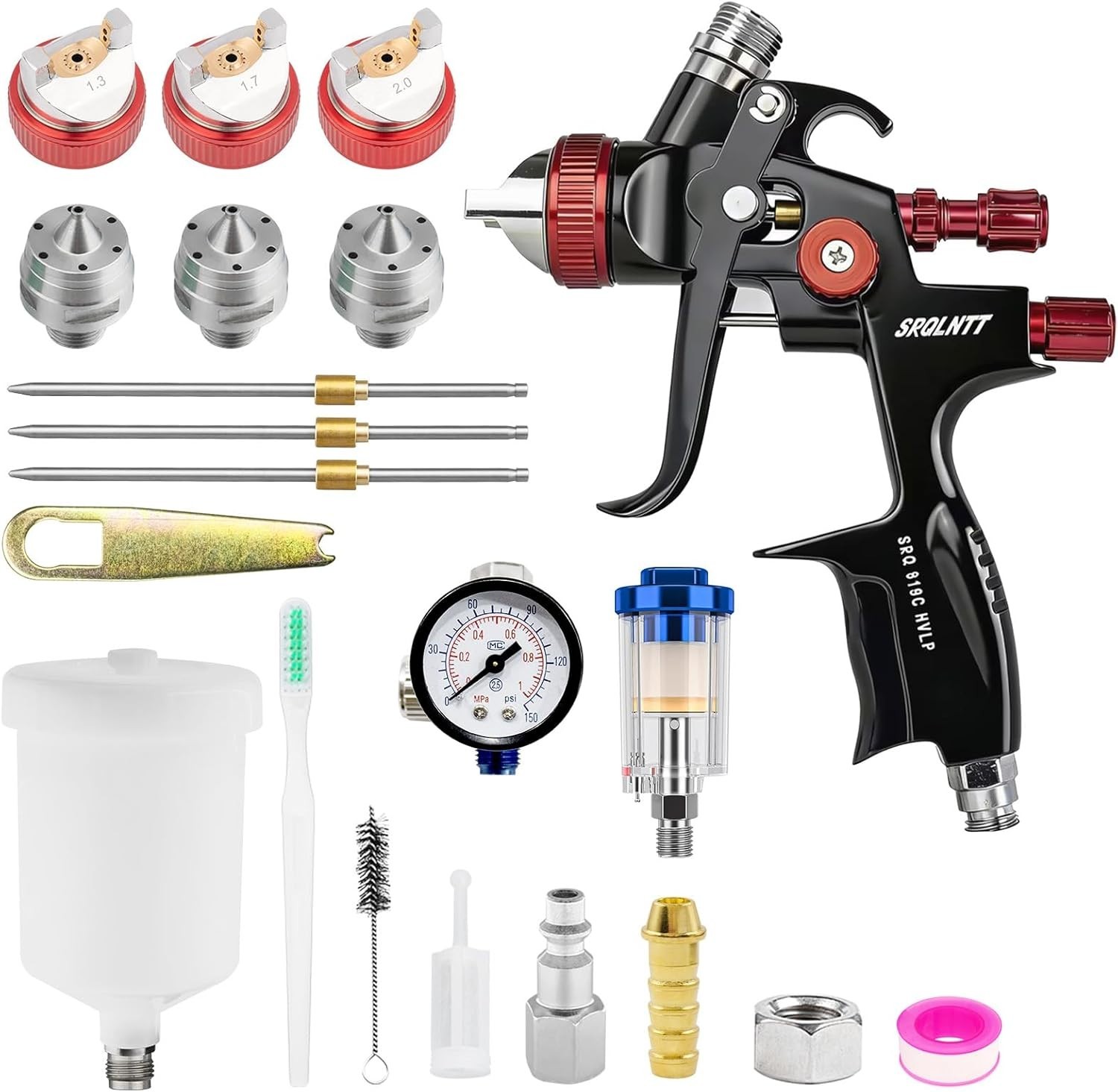 Profesional HVLP Pistola De Pintura De Aire Para Pintar Casas Autos Acero Nuevo
