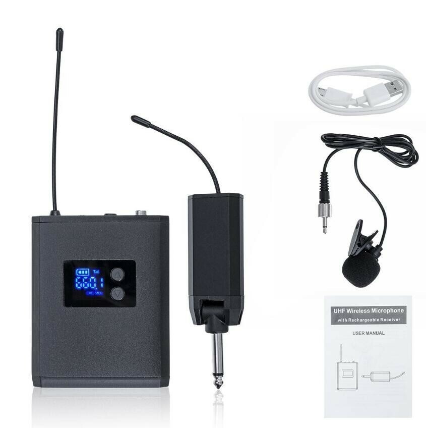 Portable UHF Wireless Lavalier Lapel Mic System With Receiver