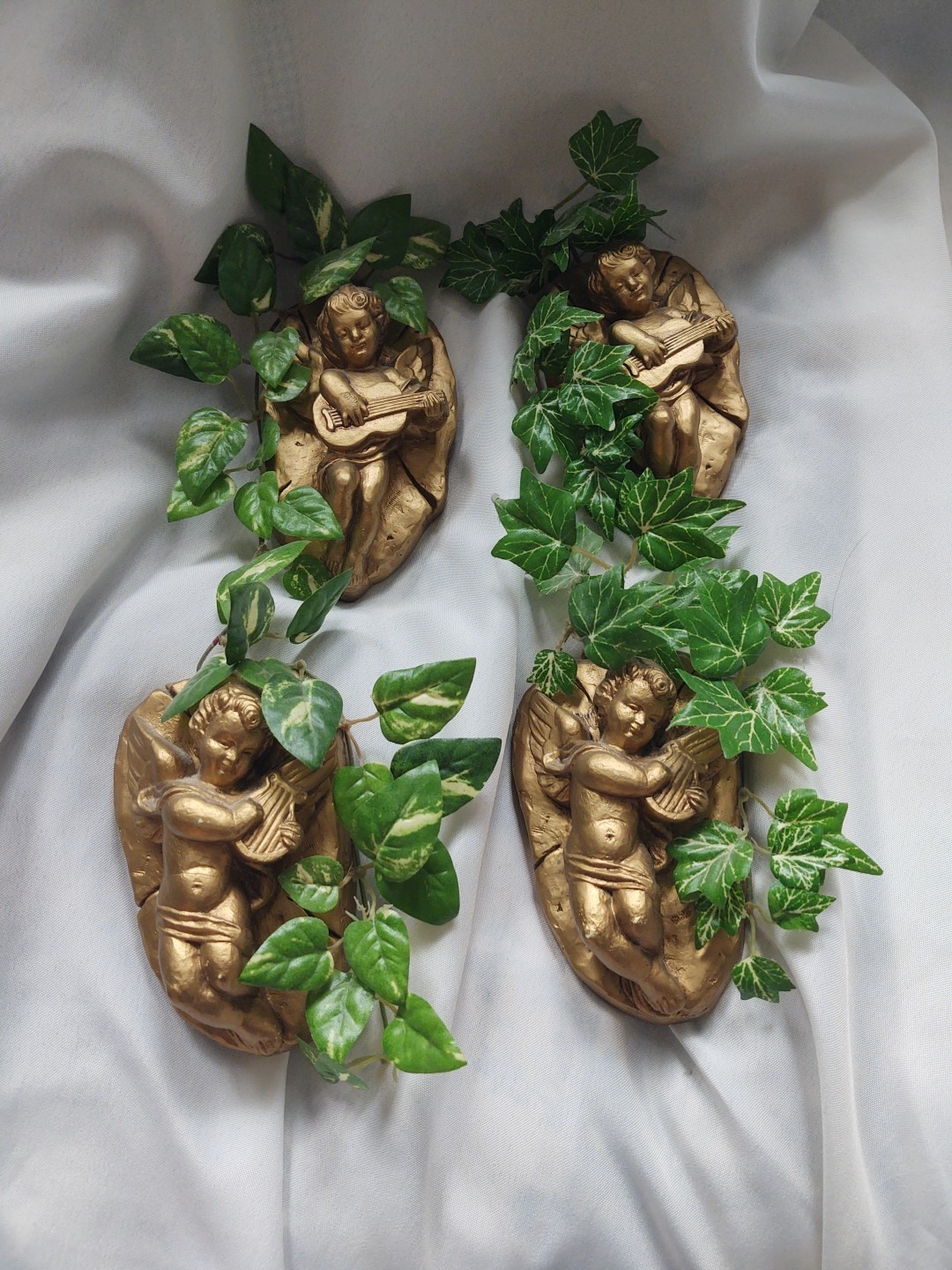 Angel Cherub Wall Planter / Lot of 4