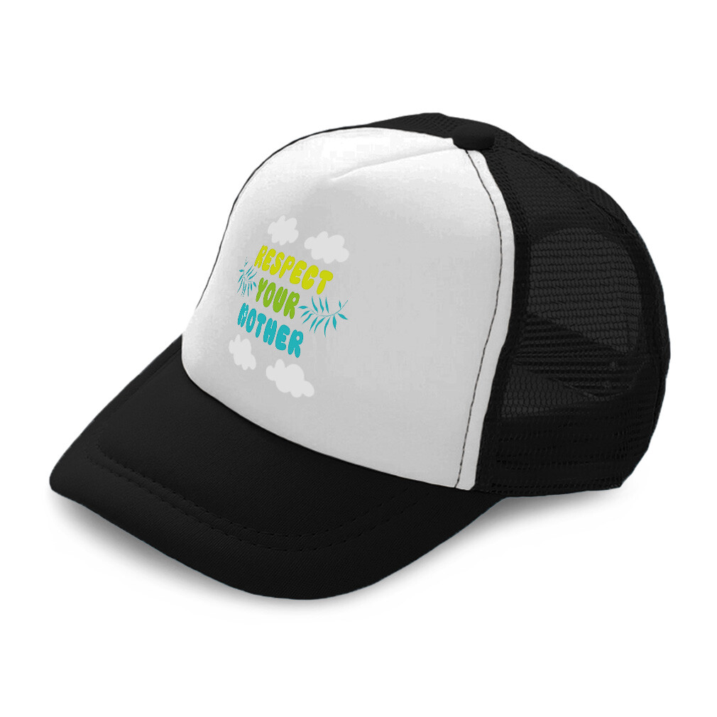 Kids Trucker Hat Respect Your Mother Clouds Leaves Boys Caps & Girls Caps