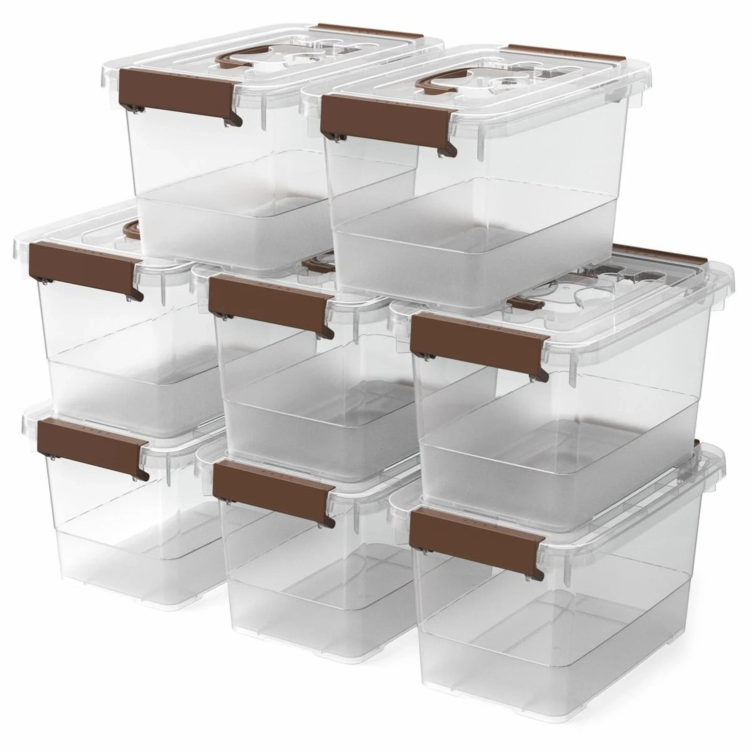8 Pack Plastic Storage Latch Bins, 4 Quart Clear Plastic Handle Box with Lids...