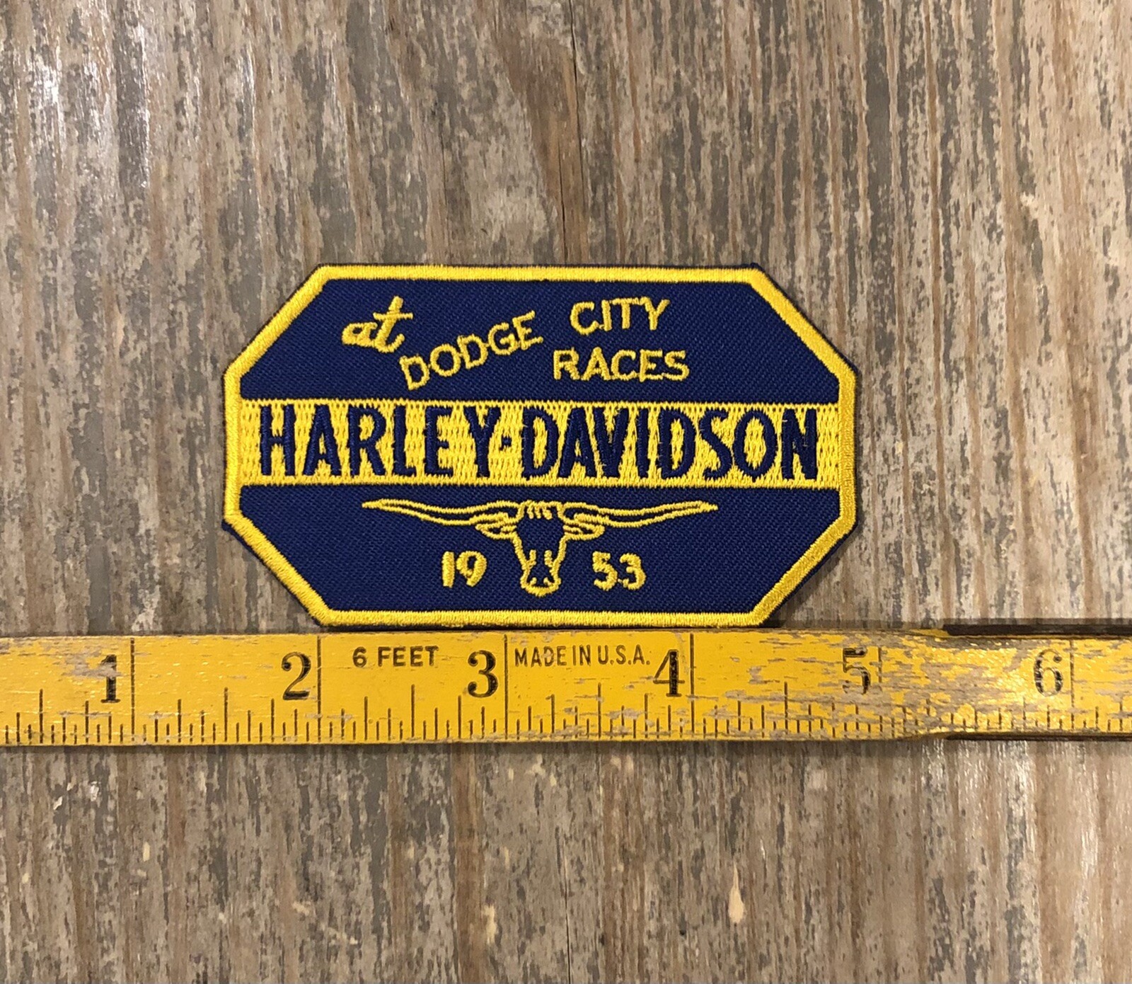 Retro 1953 Harley Davidson Motorcycle Dodge City Races Patch