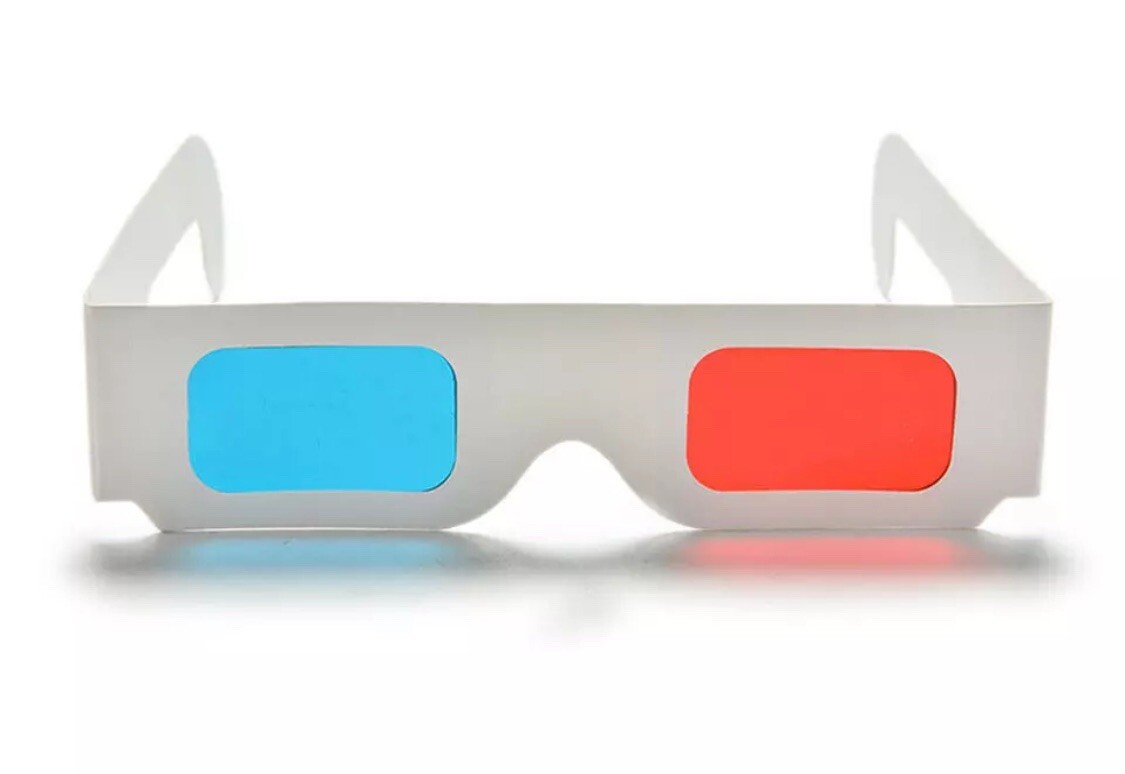 2 Sets of 3D Glasses Universal Anaglyph Cardboard Paper Red Blue Cyan For Movie